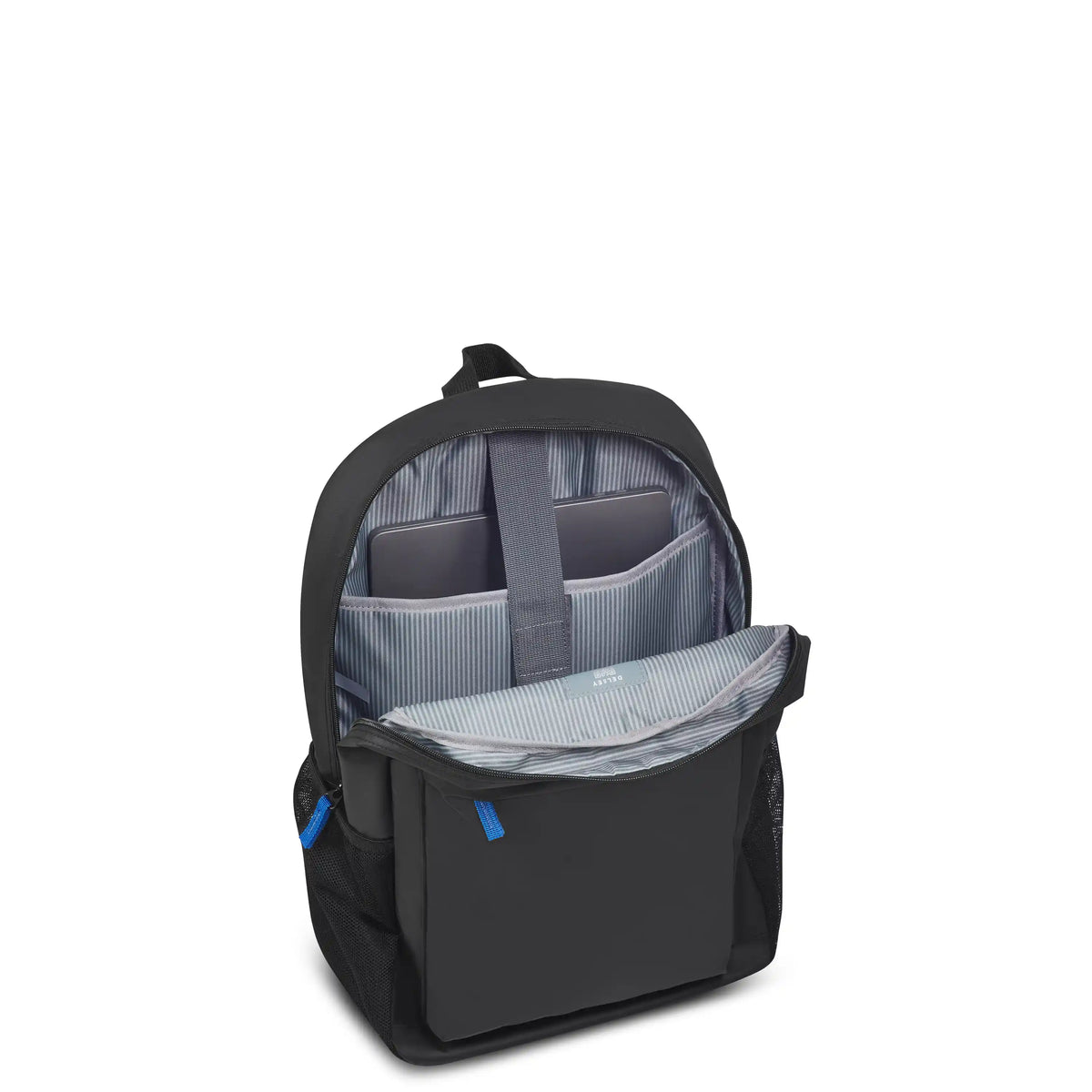Delsey BTS Kevin Laptop Backpack in Black — interior view 2 # color_Black
