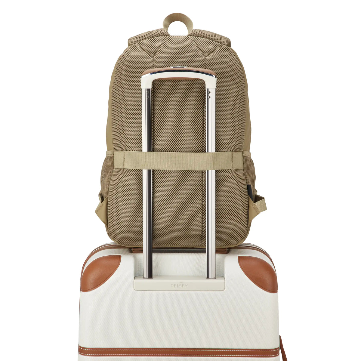 Delsey BTS Kevin Laptop Backpack in Beige — detail view 3 # color_Beige