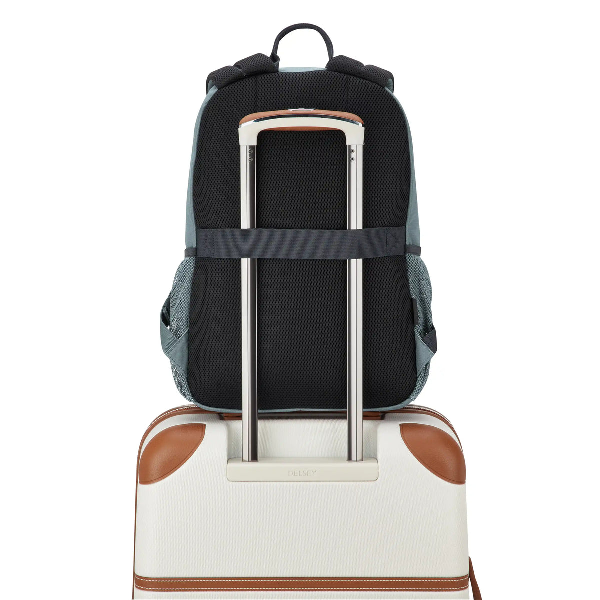 Delsey BTS Reset Laptop Backpack in Slate Grey — detail view 3 # color_Slate Grey