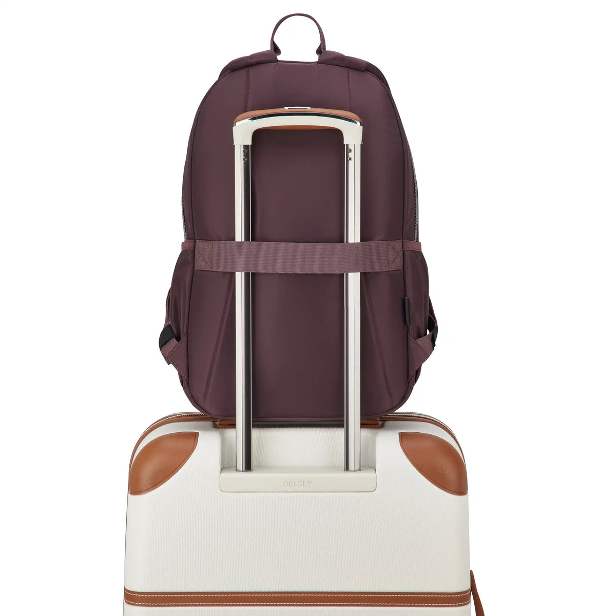 Delsey BTS Sunny Laptop Backpack in Cocoa Powder — detail view # color_Cocoa Powder