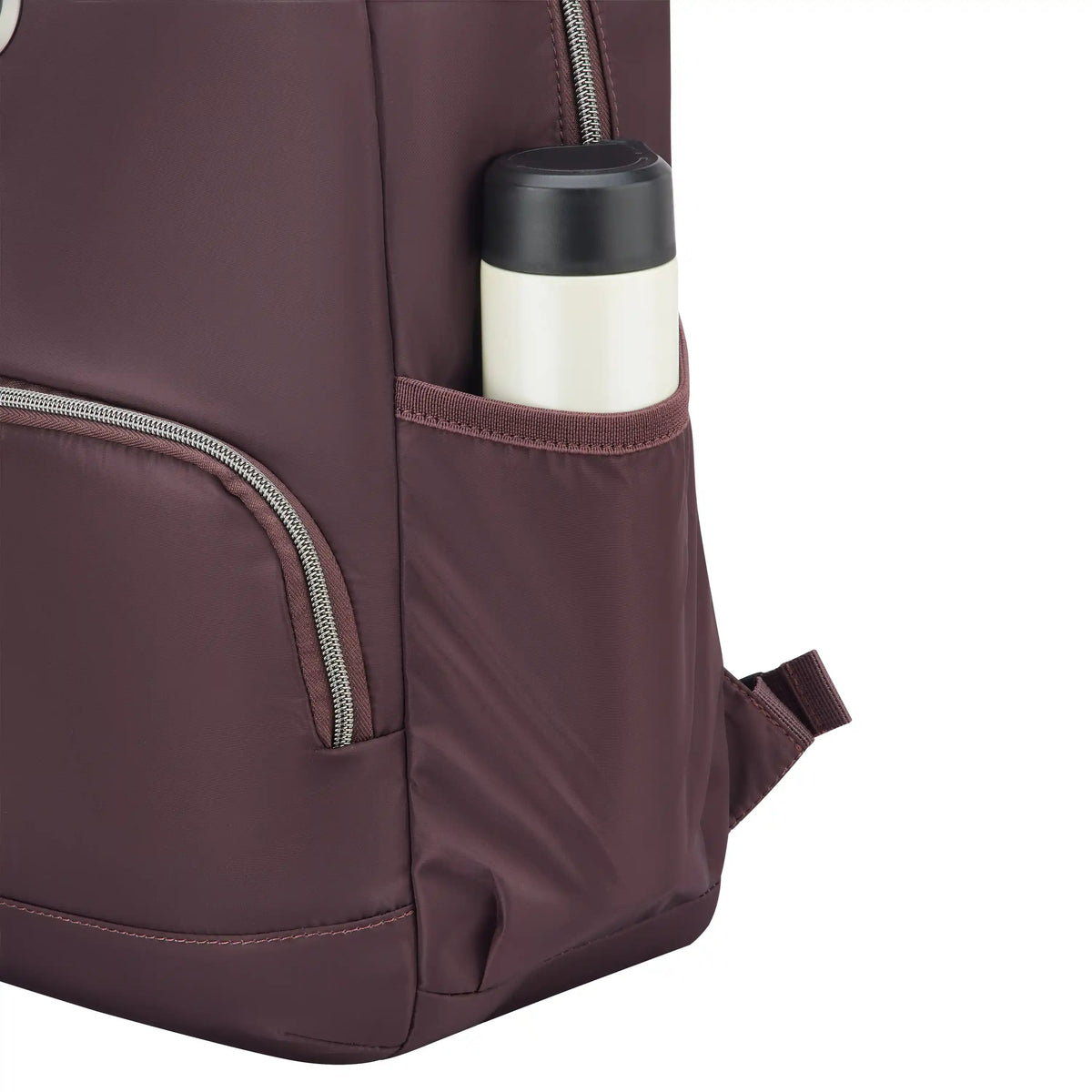 Delsey BTS Sunny Laptop Backpack in Cocoa Powder — detail view 2 # color_Cocoa Powder