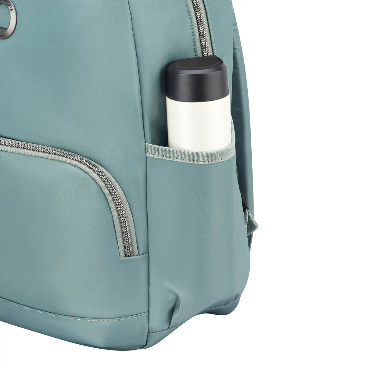 Delsey BTS Sunny Laptop Backpack in Sage Green — detail view 2 # color_Sage Green