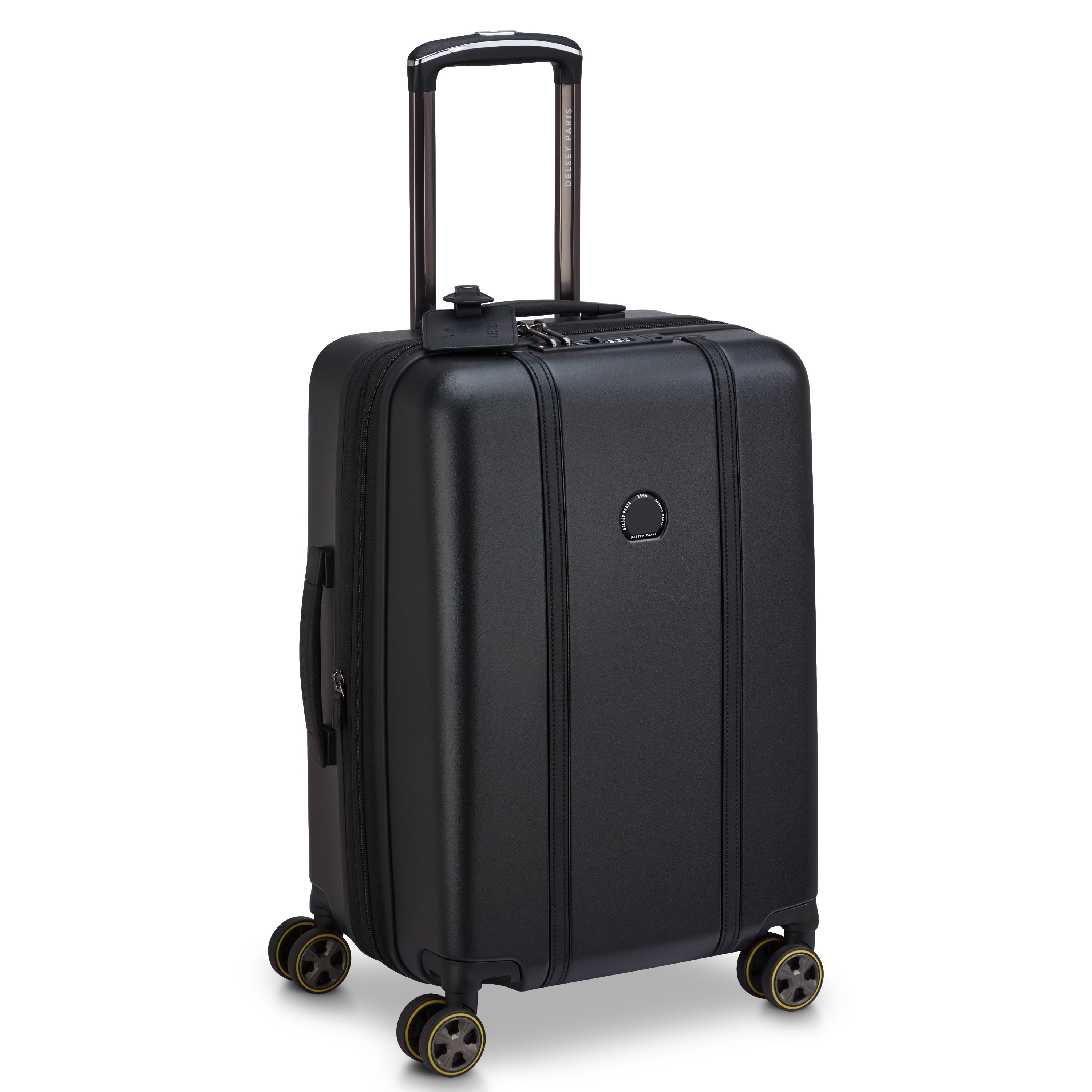 Delsey Cadence Carry-On Plus Expandable Spinner in Deep Black — front view # color_Deep Black