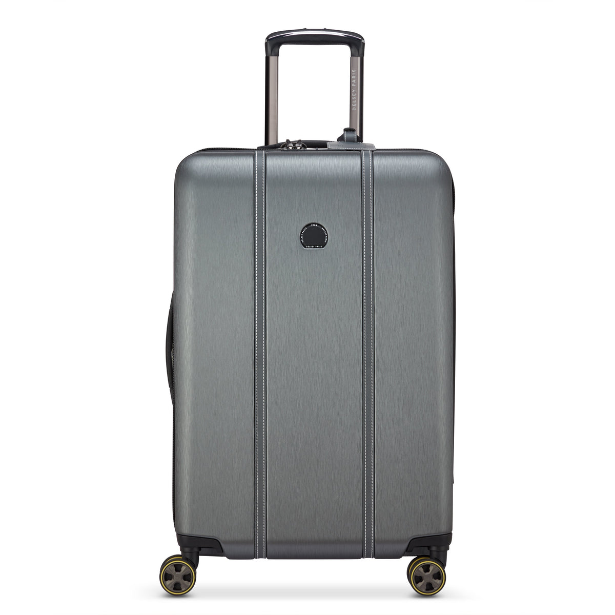 Delsey Cadence Medium Expandable Spinner in Silver — angle view 2 # color_Silver