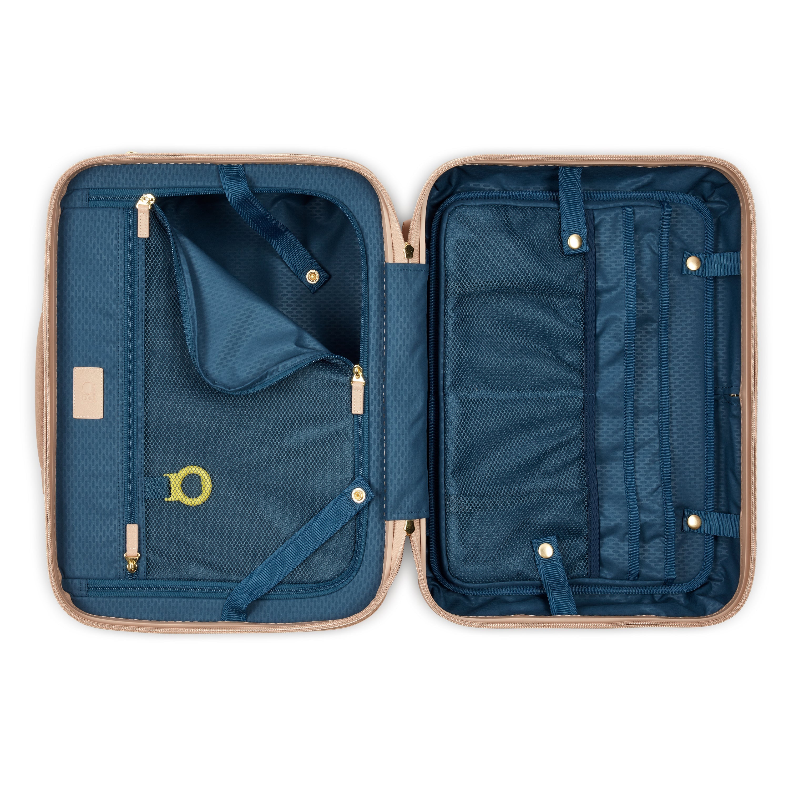 Delsey Chatelet Air 2.0 Expandable Carry-On Overnighter Bag in Limited Edition Beige Rose — interior view