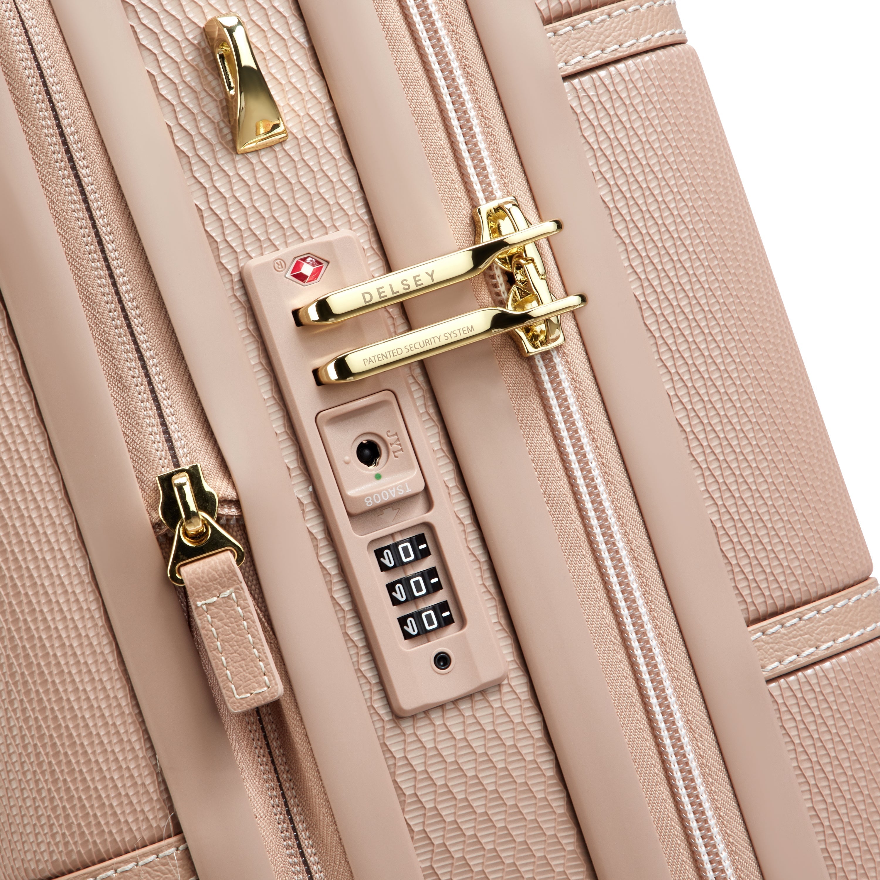 Delsey Chatelet Air 2.0 Expandable Carry-On Overnighter Bag in Limited Edition Beige Rose — detail view