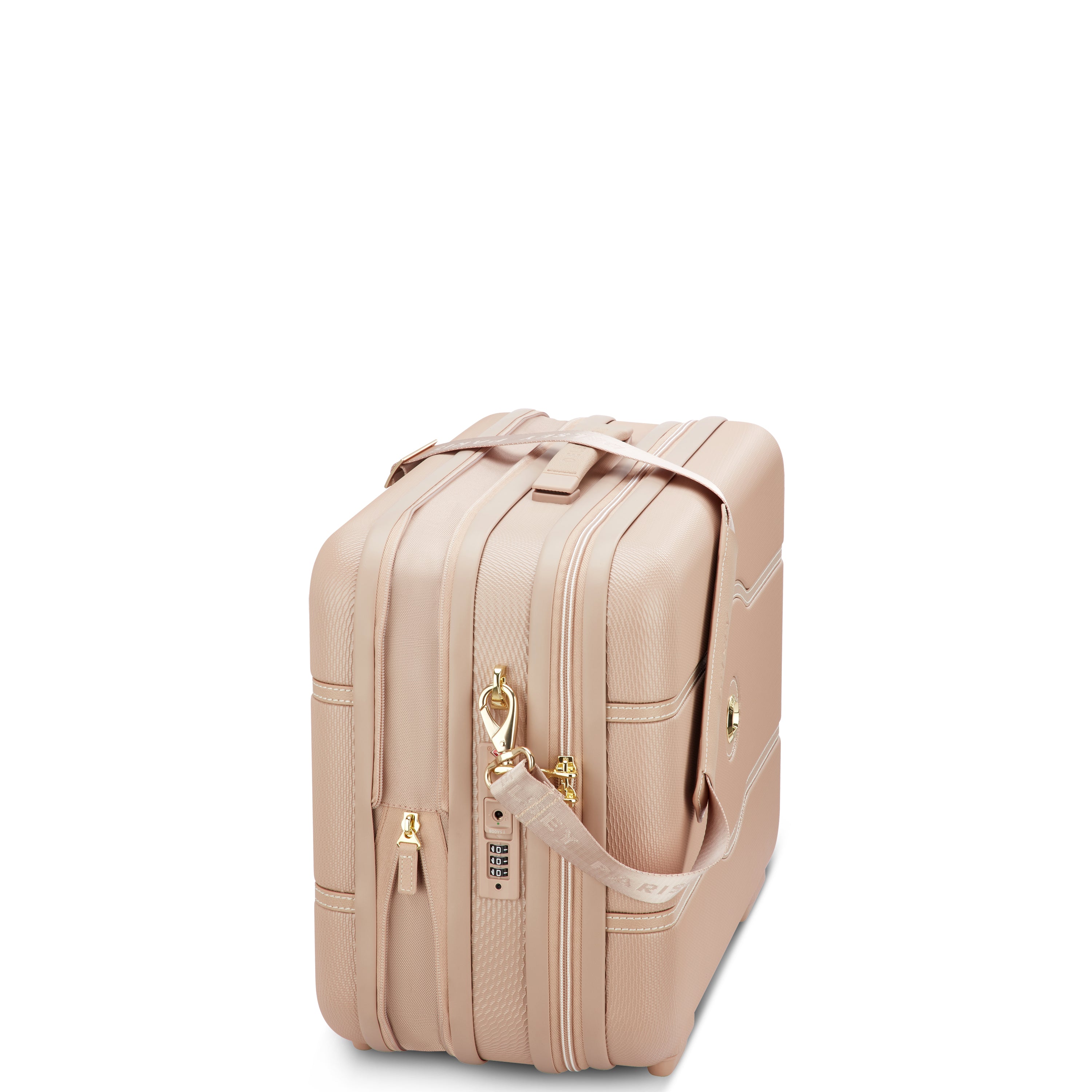 Delsey Chatelet Air 2.0 Expandable Carry-On Overnighter Bag in Limited Edition Beige Rose — angle view 3