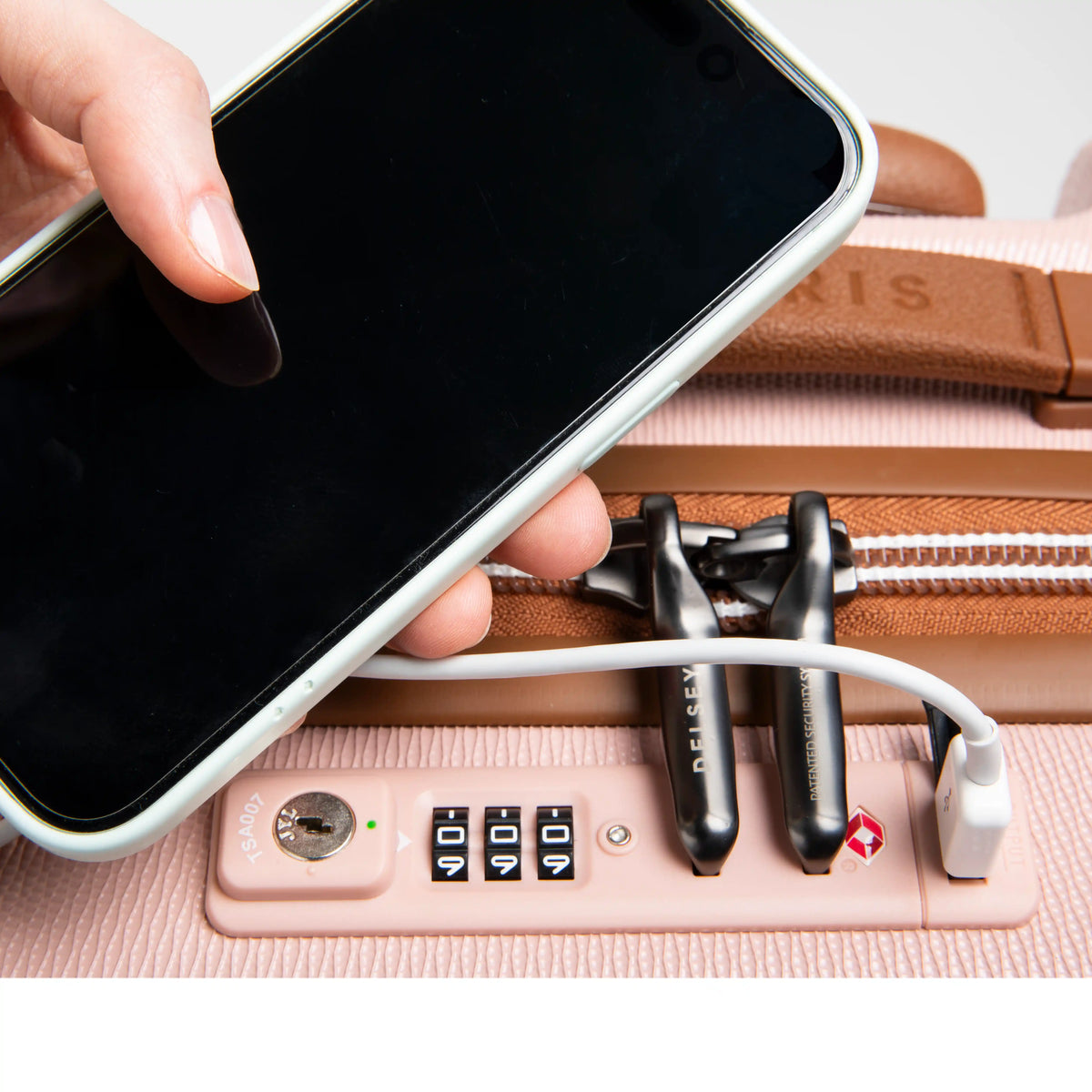 Delsey Chatelet Air 2.0 23-Inch Carry-On Spinner in Blush Pink — lifestyle 3
