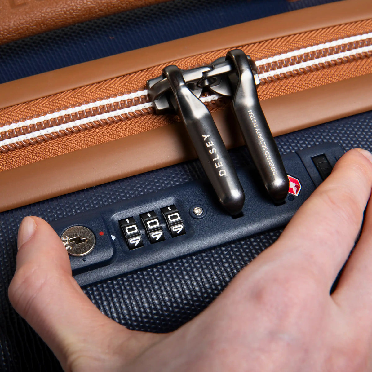 Delsey Chatelet Air 2.0 23-Inch Carry-On Spinner in Navy — lifestyle 2