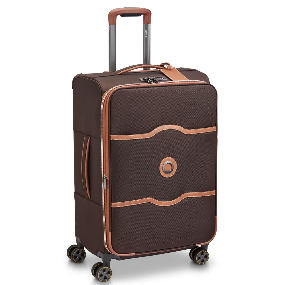 Delsey Chatelet Air 2.0 Softside Medium Expandable Spinner in Brown — angle view 2