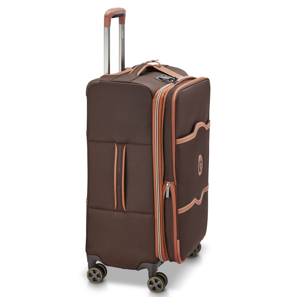 Delsey Chatelet Air 2.0 Softside Medium Expandable Spinner in Brown — angle view 3
