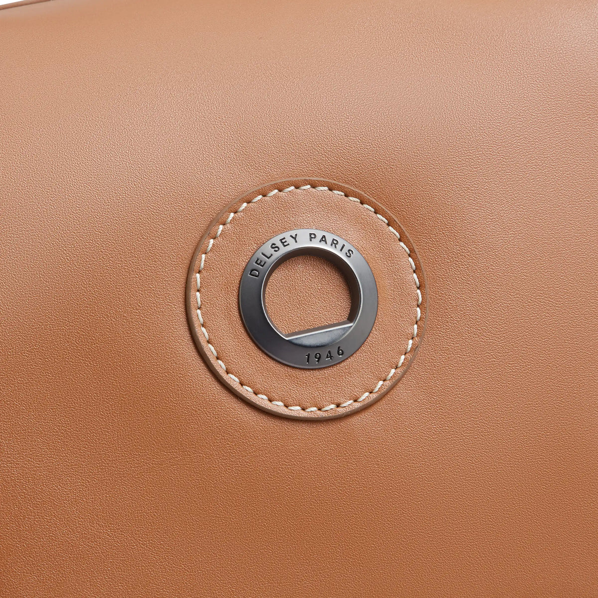 Delsey Chatelet Air 2.0 Leather Toiletry Bag in Cognac — detail view