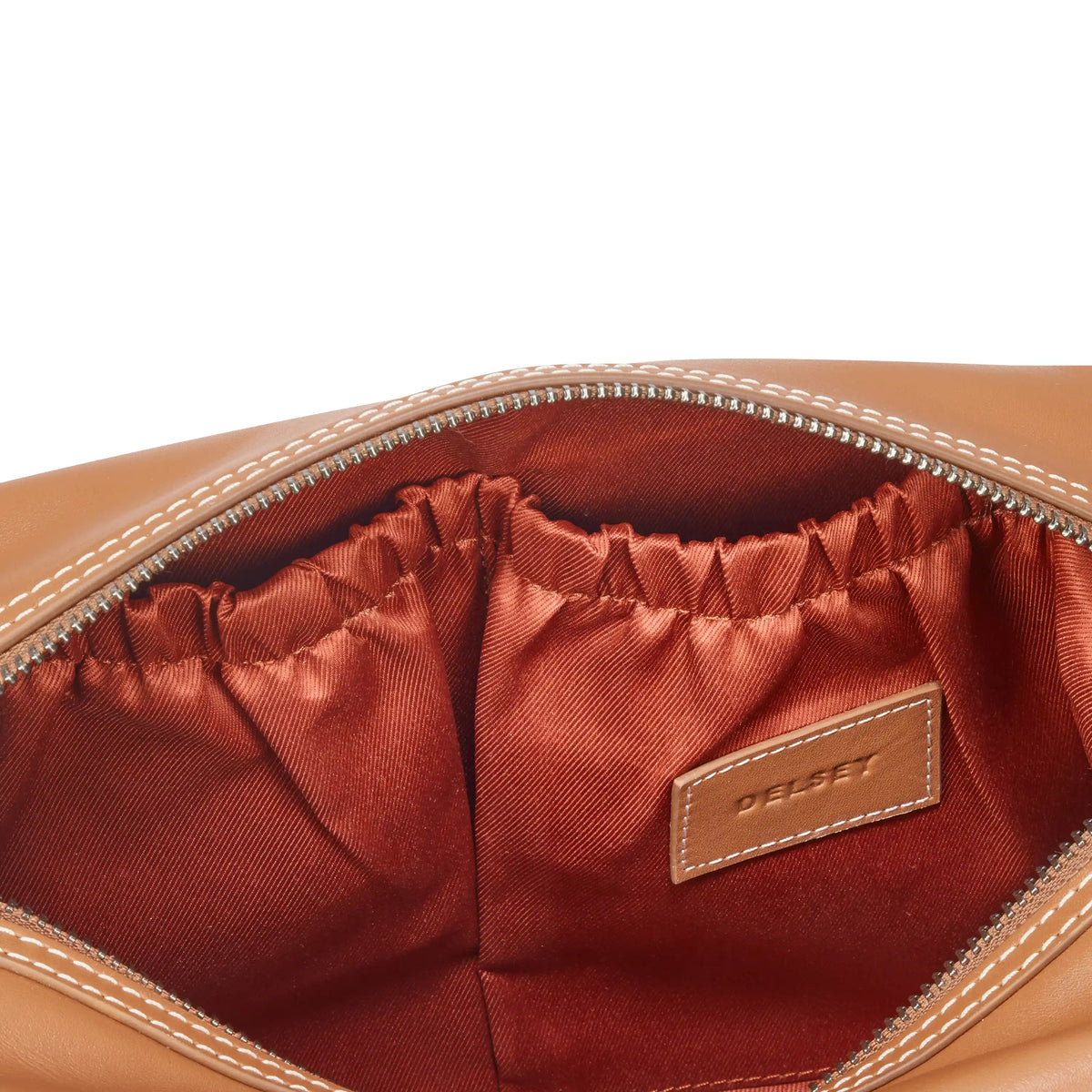 Delsey Chatelet Air 2.0 Leather Toiletry Bag in Cognac — interior view 2