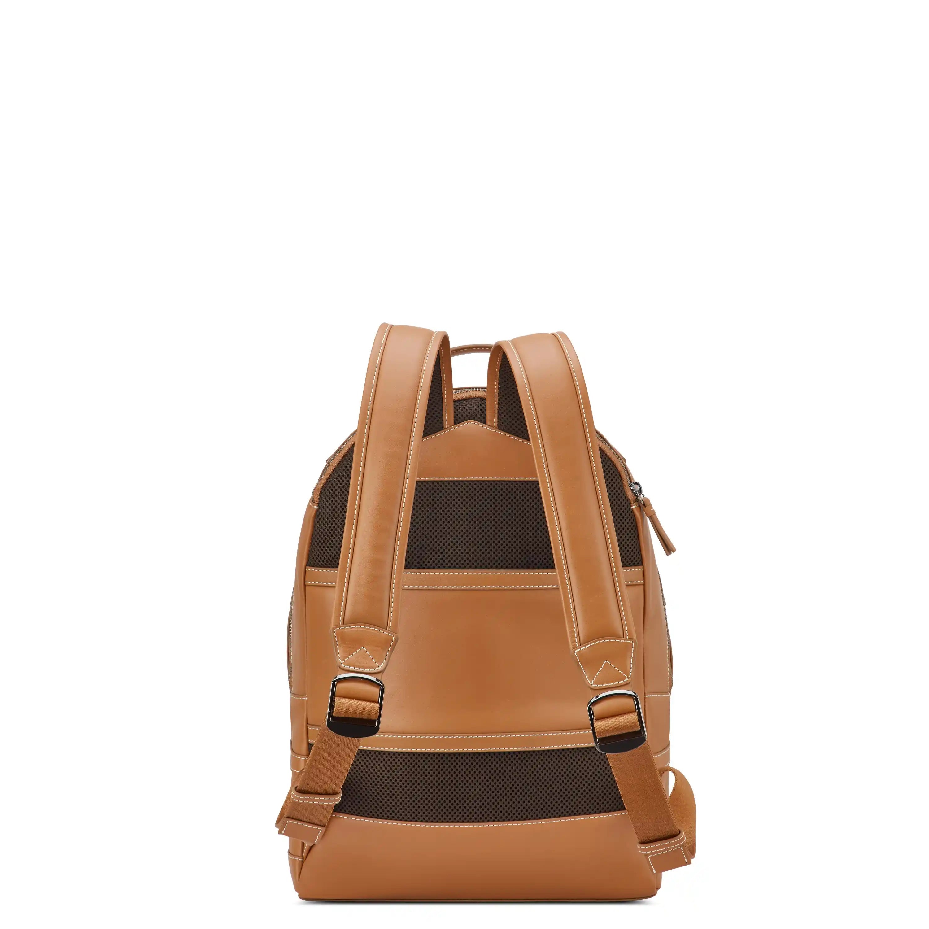 Delsey Chatelet Air 2.0 Leather Backpack in Cognac — back view