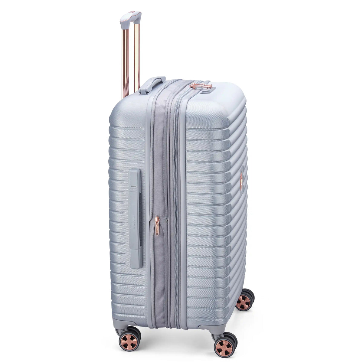 Delsey Cruise 3.0 Medium Expandable Spinner in Platinum — angle view 2 # color_Platinum