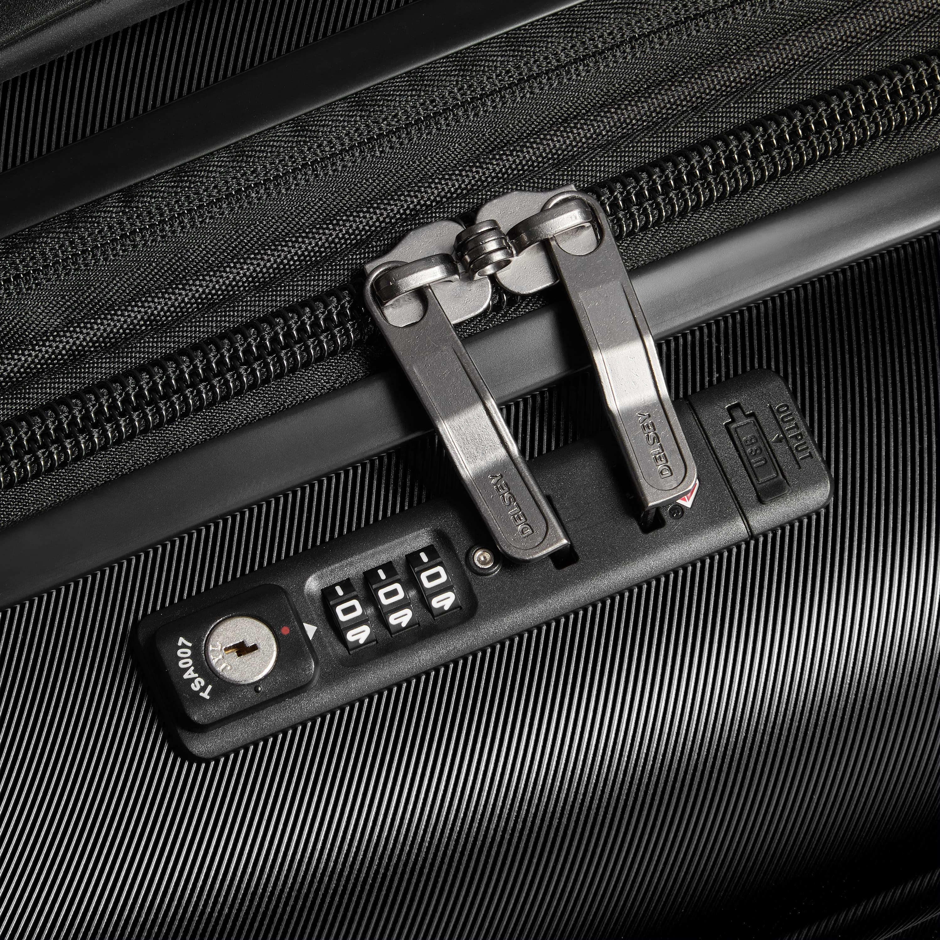 Delsey Cruise 3.0 Carry-On Plus Expandable Spinner in Black — back view # color_Black