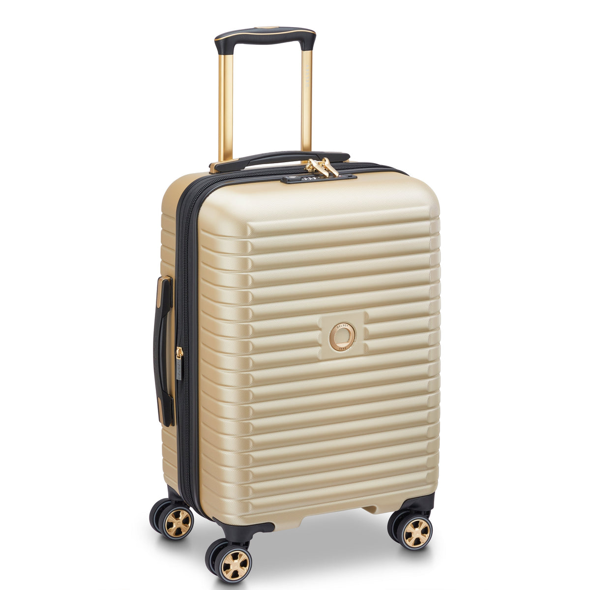 Delsey Cruise 3.0 Carry-On Plus Expandable Spinner in Limited Edition Gold — front view # color_Limited Edition Gold