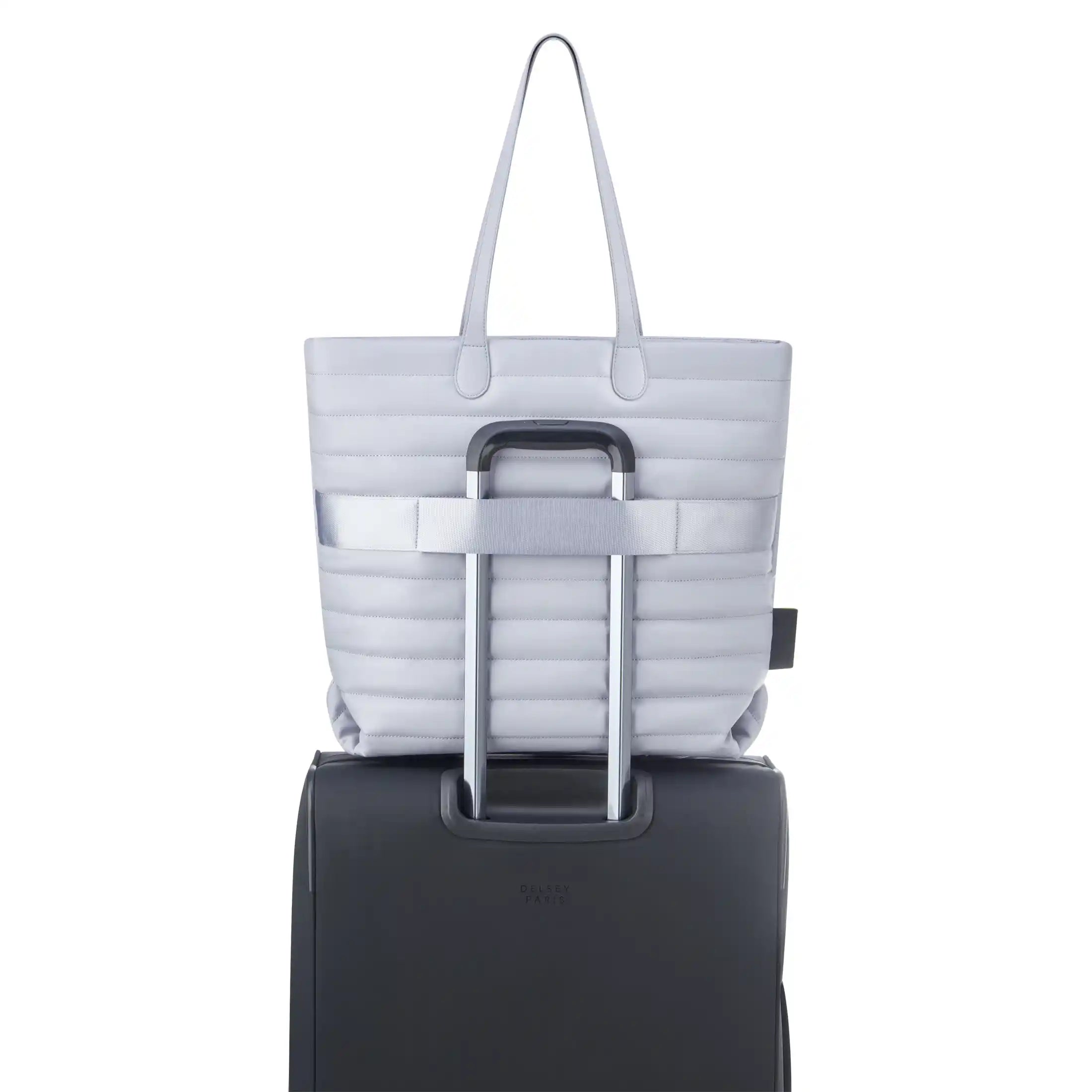 Delsey Cruise 3.0 Softside Tote Travel Bag with Laptop Pocket in Platinum — detail view # color_Platinum