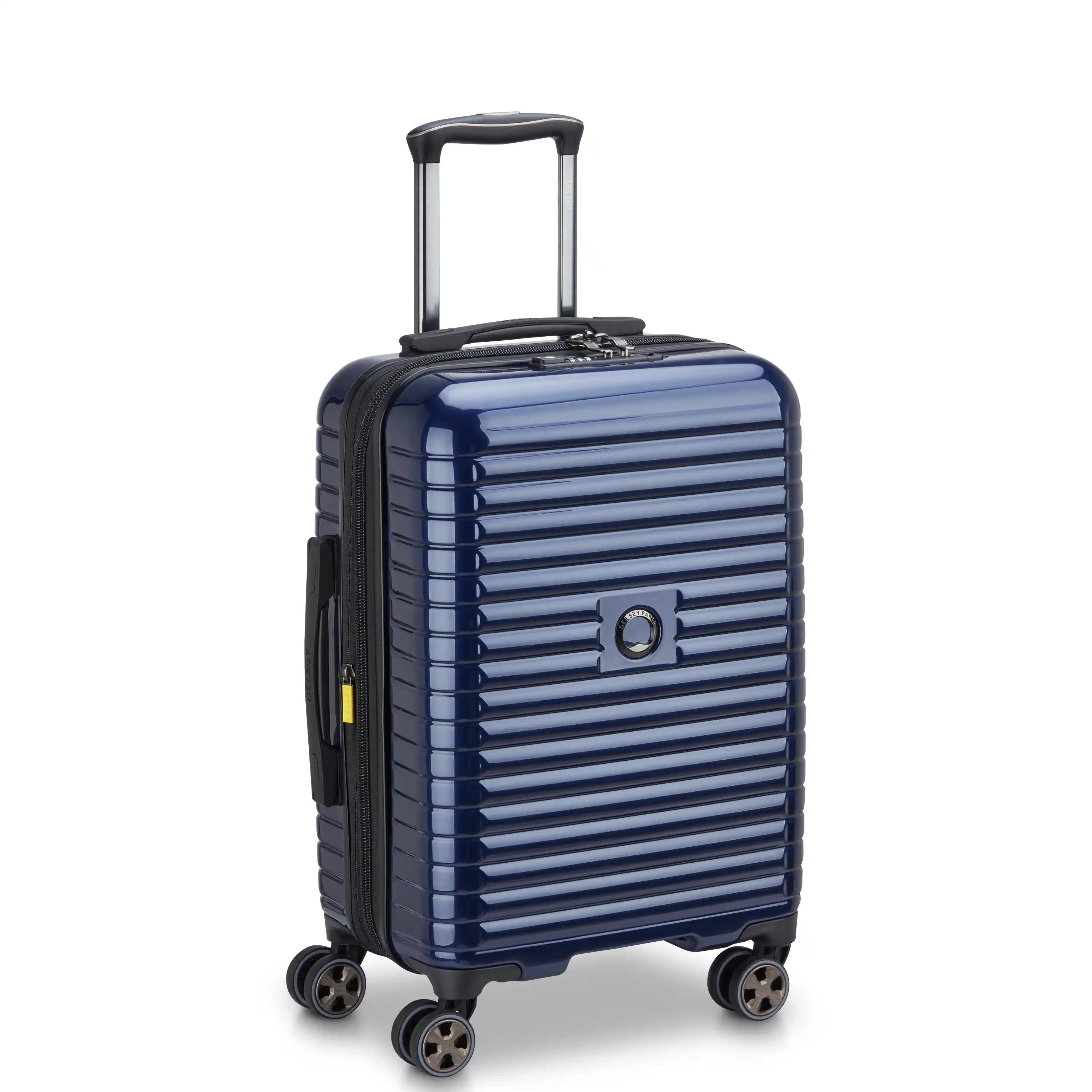 Delsey Cruise 3.0 Carry-On Plus Expandable Spinner in Deep Sea Navy — front view # color_Deep Sea Navy