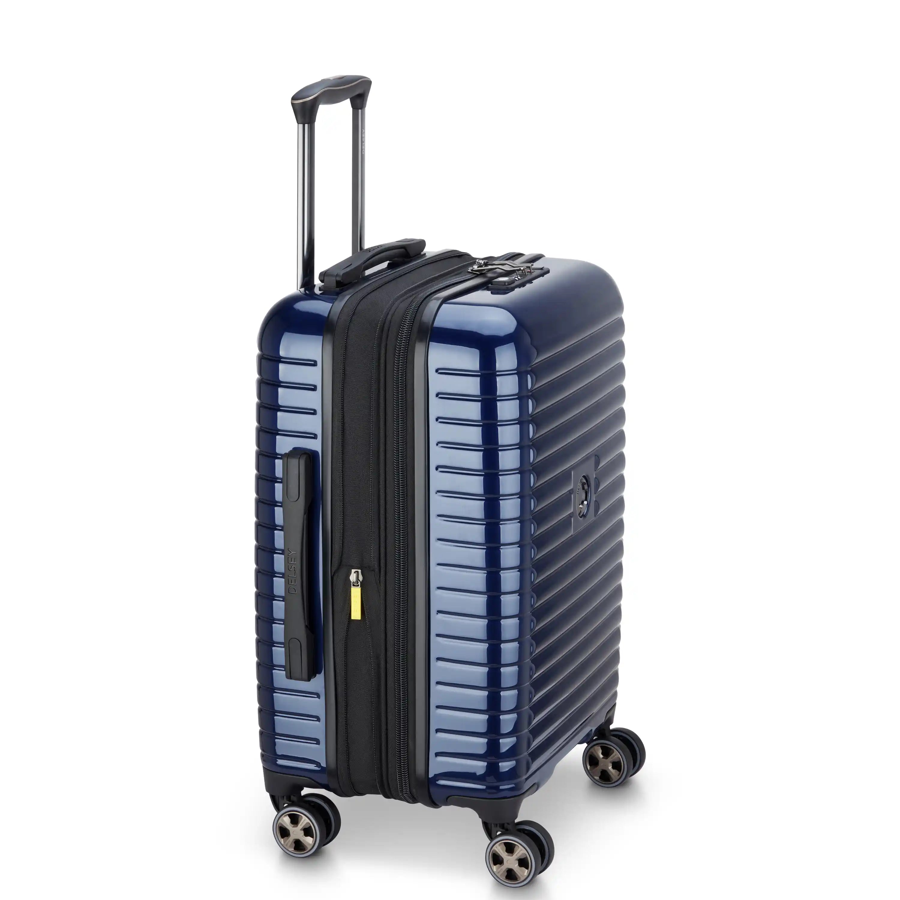 Delsey Cruise 3.0 Carry-On Plus Expandable Spinner in Deep Sea Navy — angle view 2 # color_Deep Sea Navy