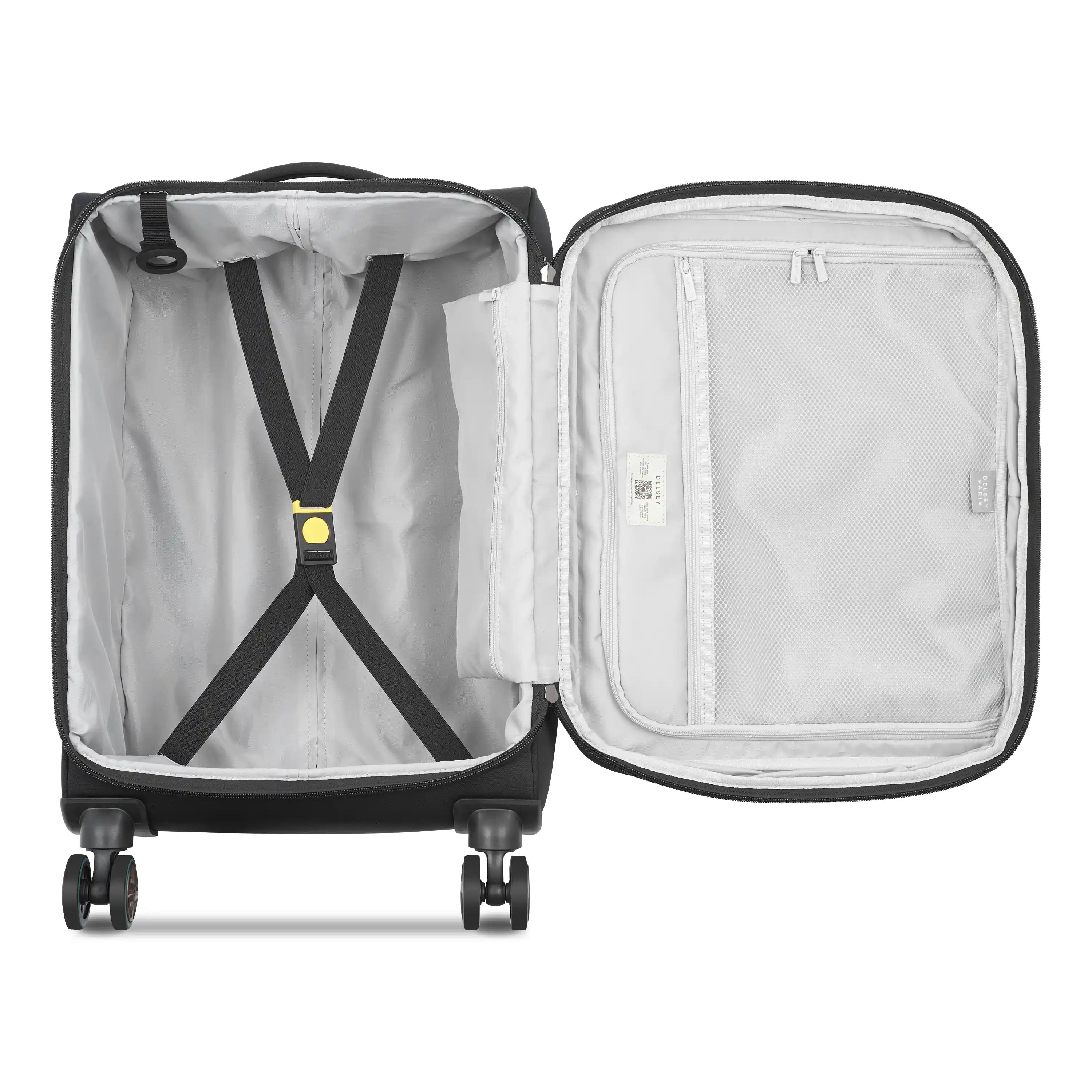 Delsey Cruise 3.0 Softside Carry-On Plus Expandable Spinner in Black — interior view # color_Black