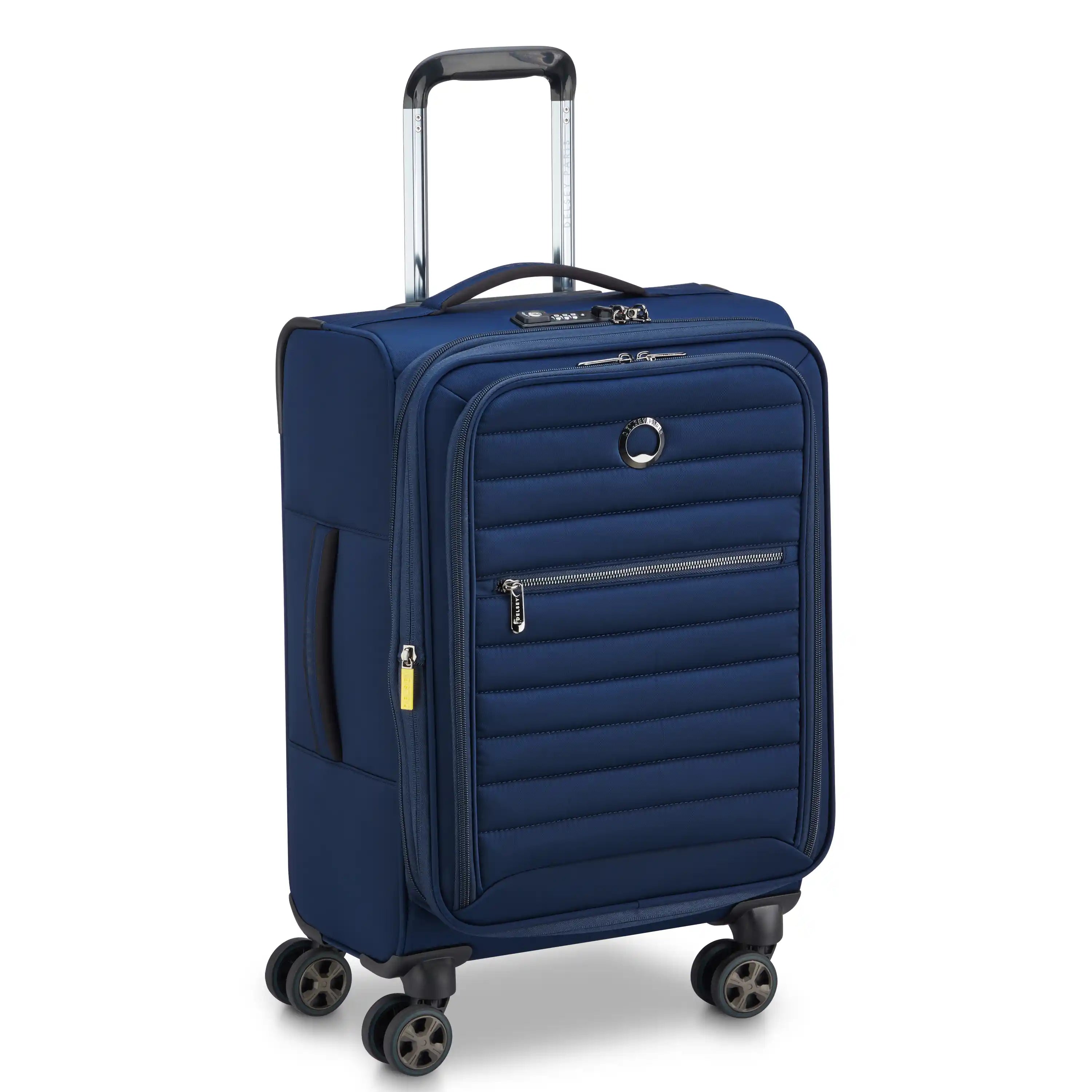 Delsey Cruise 3.0 Softside Carry-On Plus Expandable Spinner in Deep Sea Navy — angle view 2 # color_Deep Sea Navy