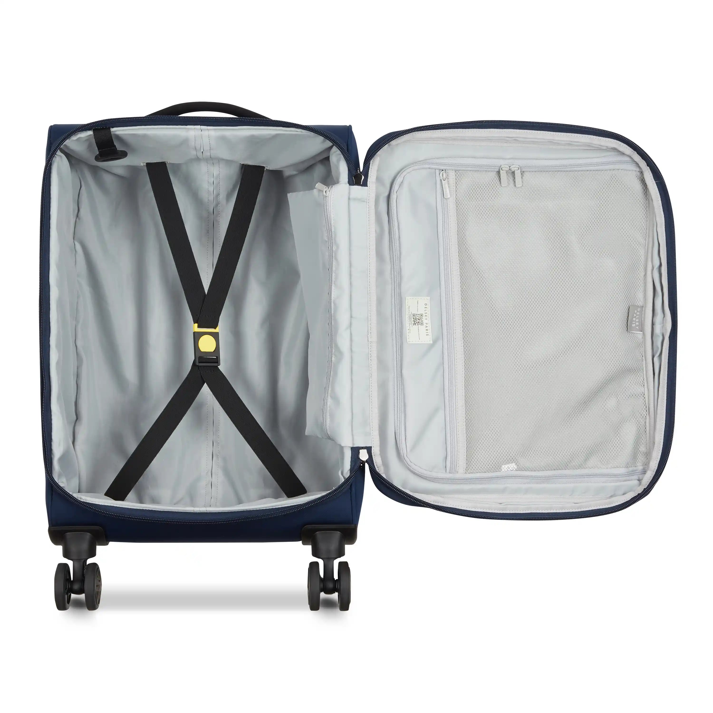 Delsey Cruise 3.0 Softside Carry-On Plus Expandable Spinner in Deep Sea Navy — interior view # color_Deep Sea Navy