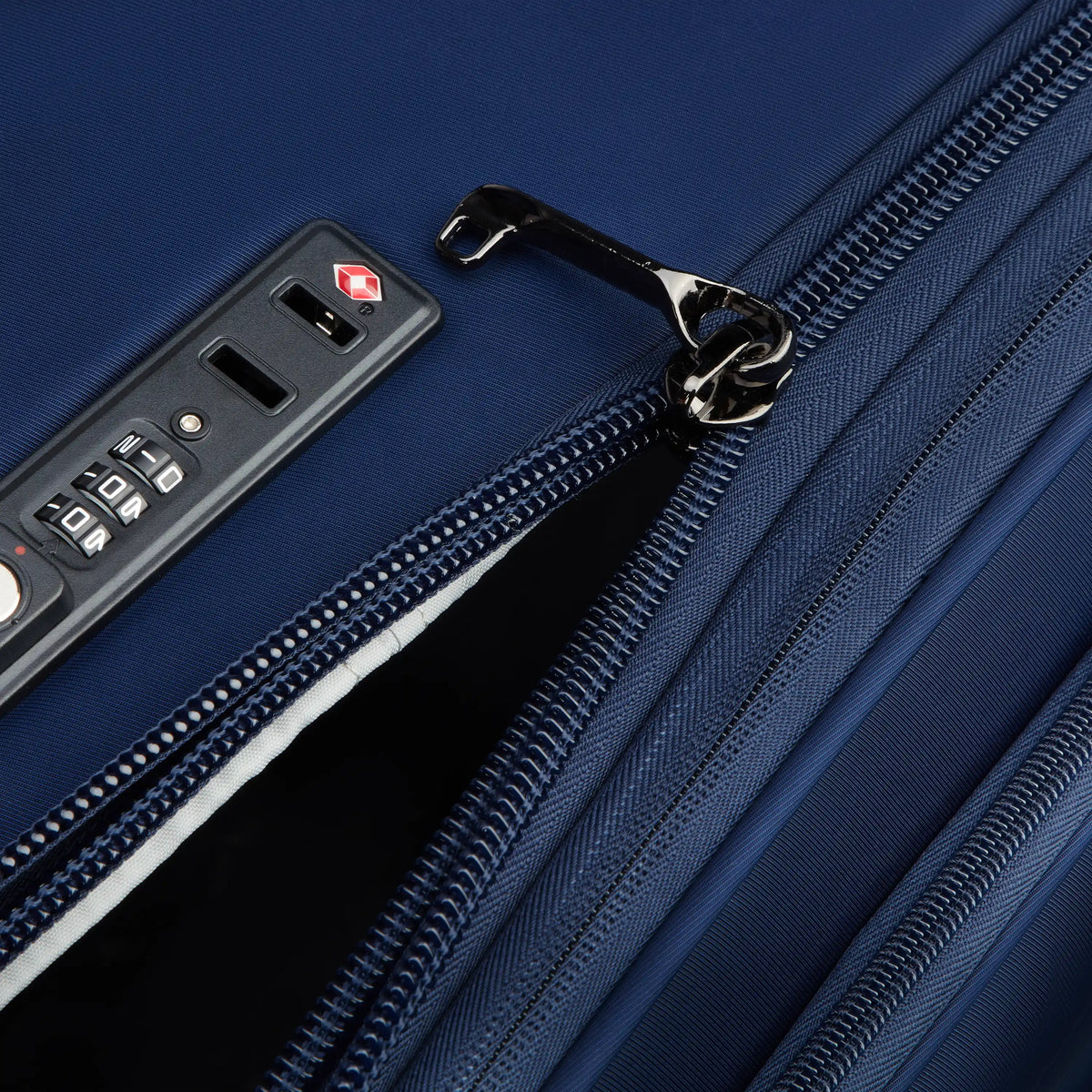 Delsey Cruise 3.0 Softside Large Expandable Spinner in Deep Sea Navy — detail view 3 # color_Deep Sea Navy