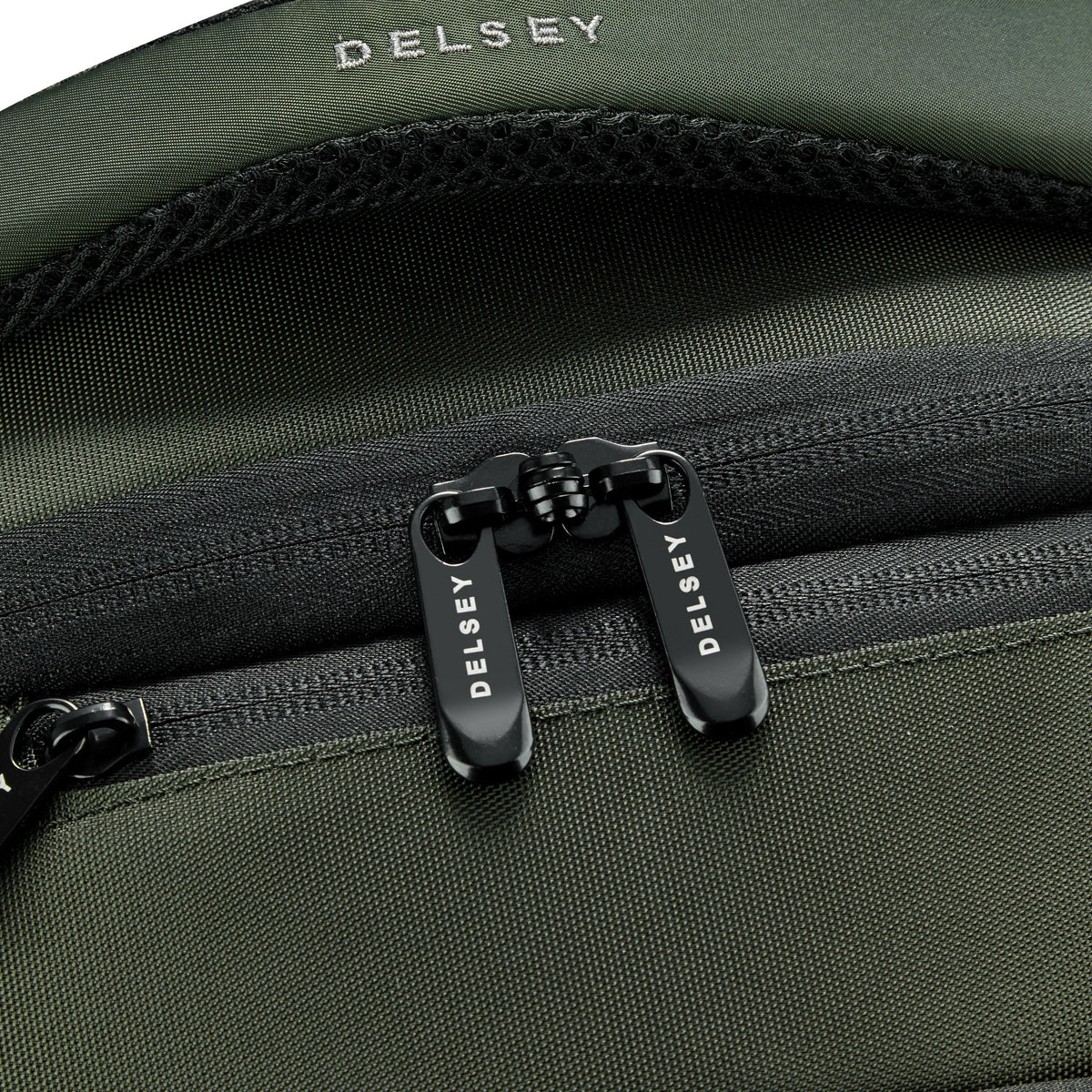 Delsey DLC 2.0 15-Inch Laptop Backpack in Olive — detail view