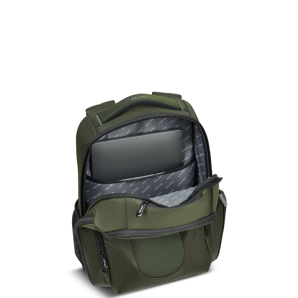 Delsey DLC 2.0 15-Inch Laptop Backpack in Olive — interior view 2