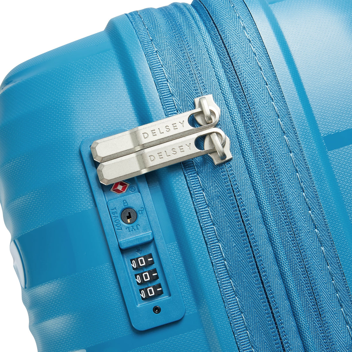 Delsey Dune Carry-On Plus Expandable Spinner in Teal — detail view