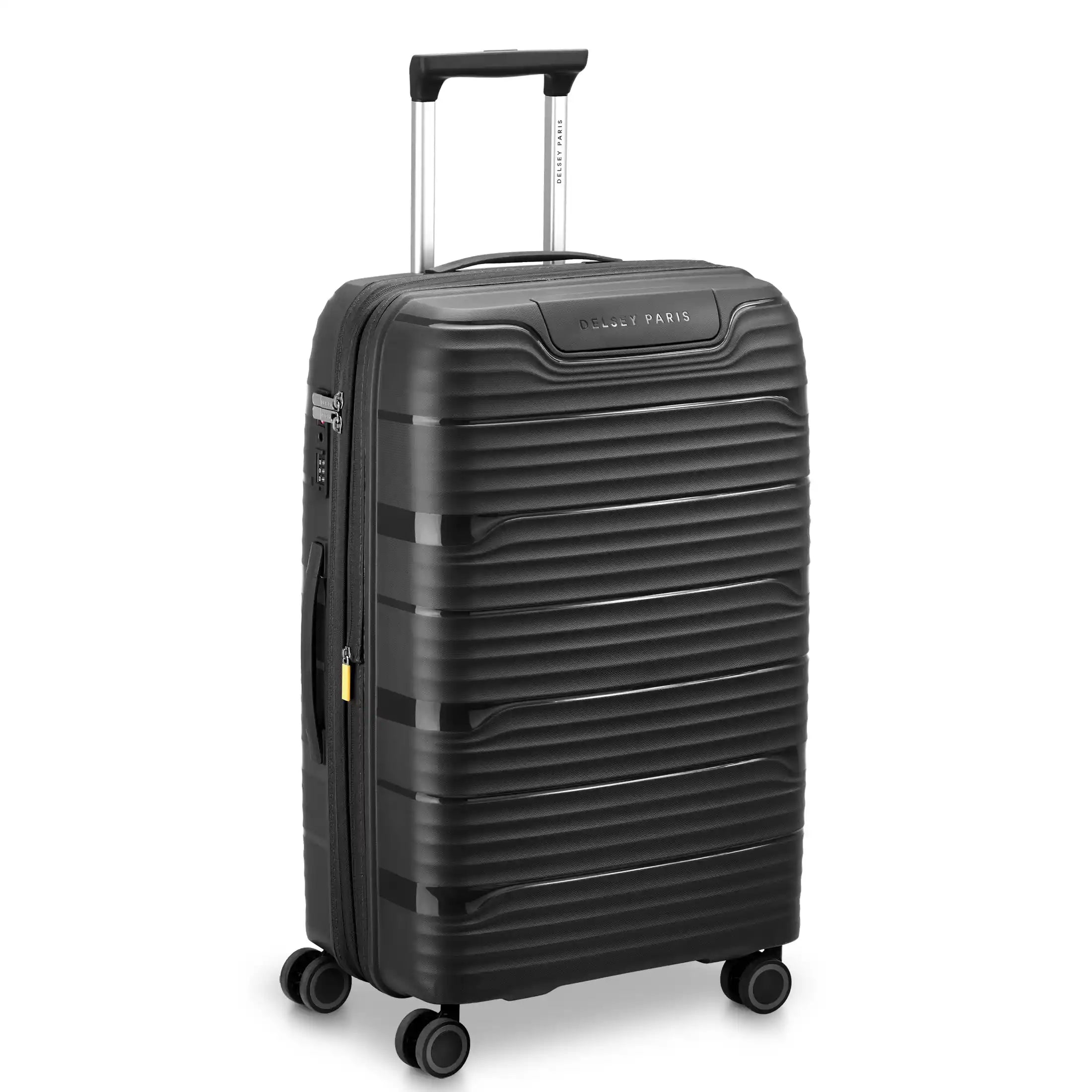 Delsey Dune Medium Expandable Spinner in Black — front view # color_Black