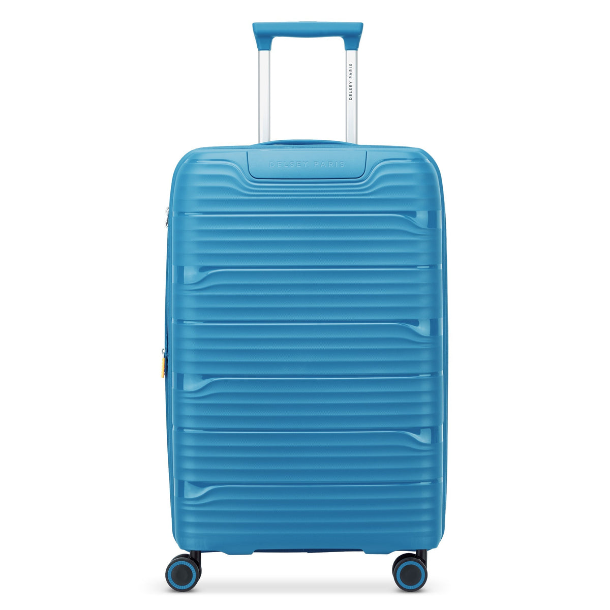 Delsey Dune Medium Expandable Spinner in Teal — angle view 2