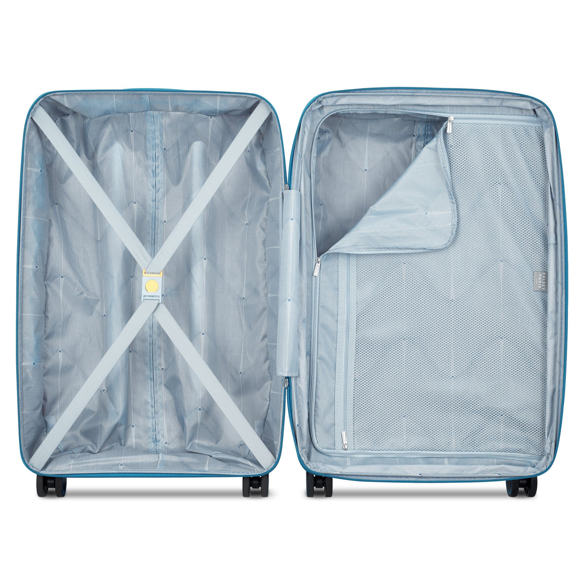 Delsey Dune Medium Expandable Spinner in Teal — interior view