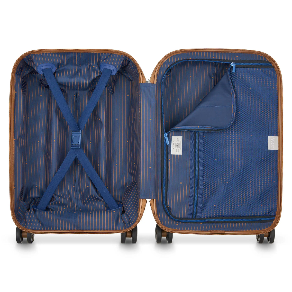 Delsey Flanerie SE Carry-On Spinner in Champagne — interior view # color_Champagne