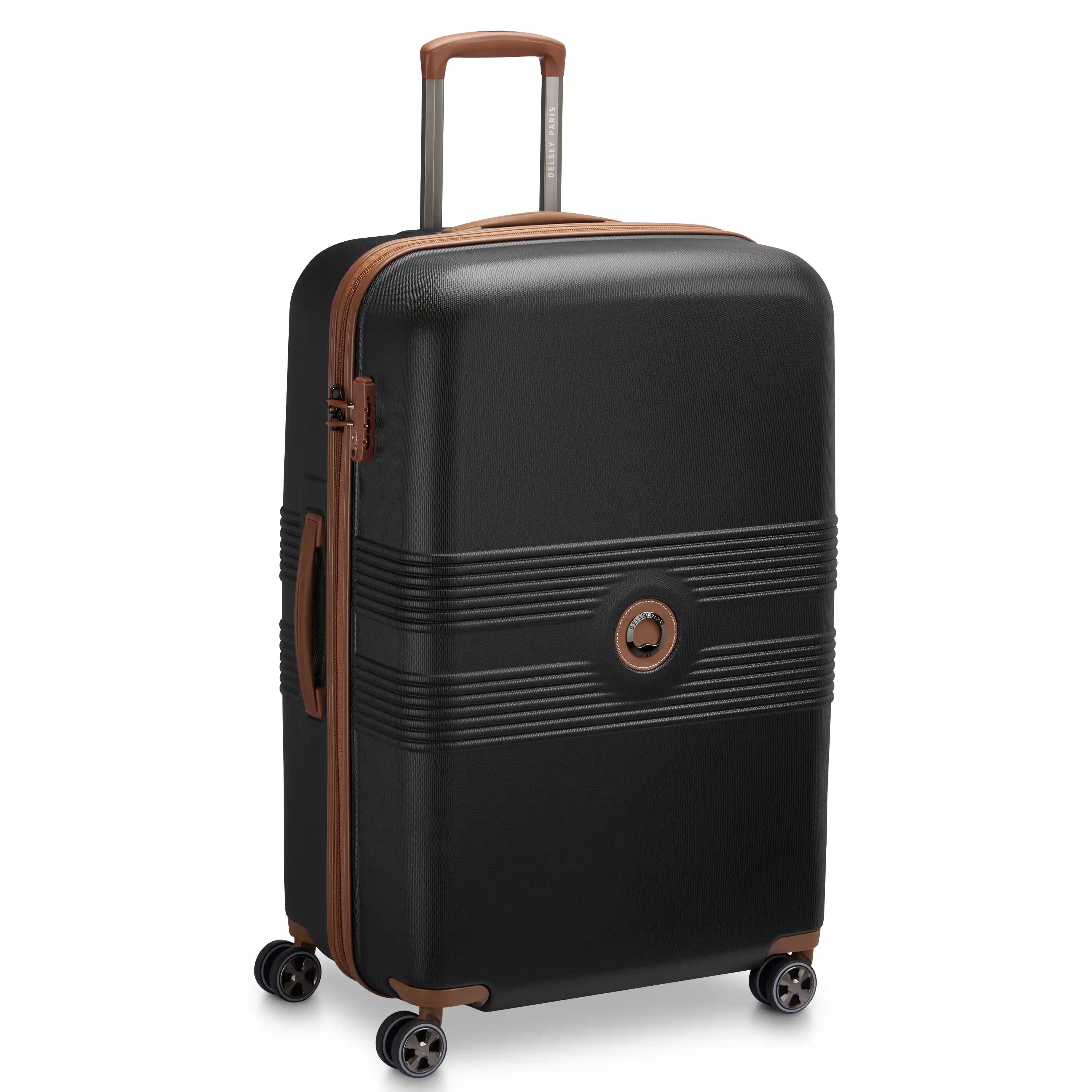 Delsey Flanerie SE Large Spinner in Black/Brown — front view # color_Black/Brown