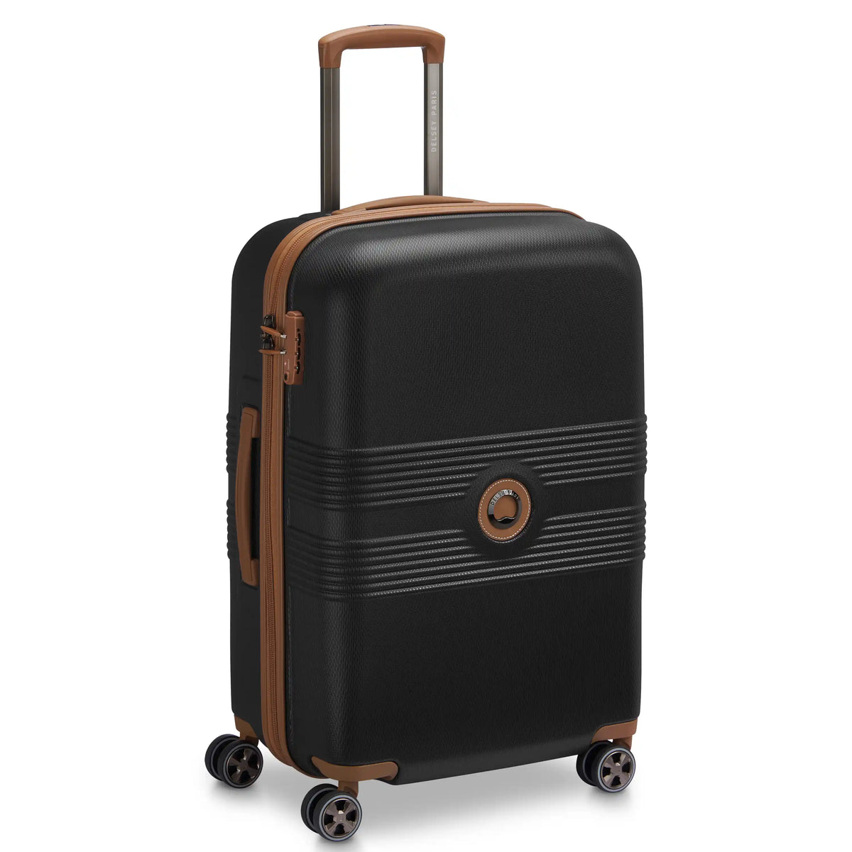 Delsey Flanerie SE Medium Spinner in Black/Brown — front view # color_Black/Brown