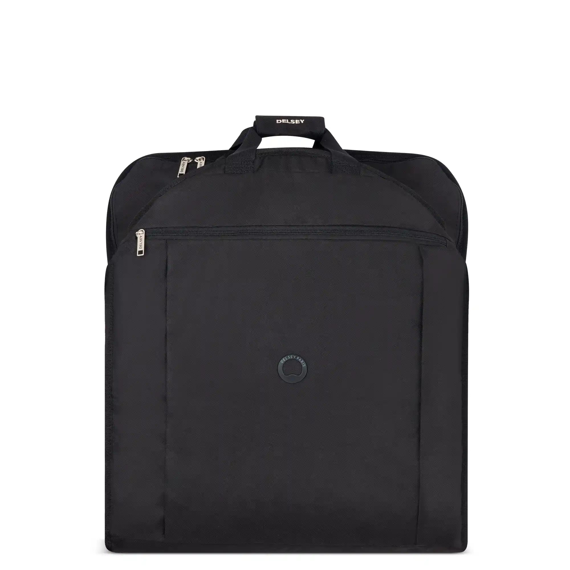 Delsey Helium DLX Carry-On Dress Garment Bag in Black — front view