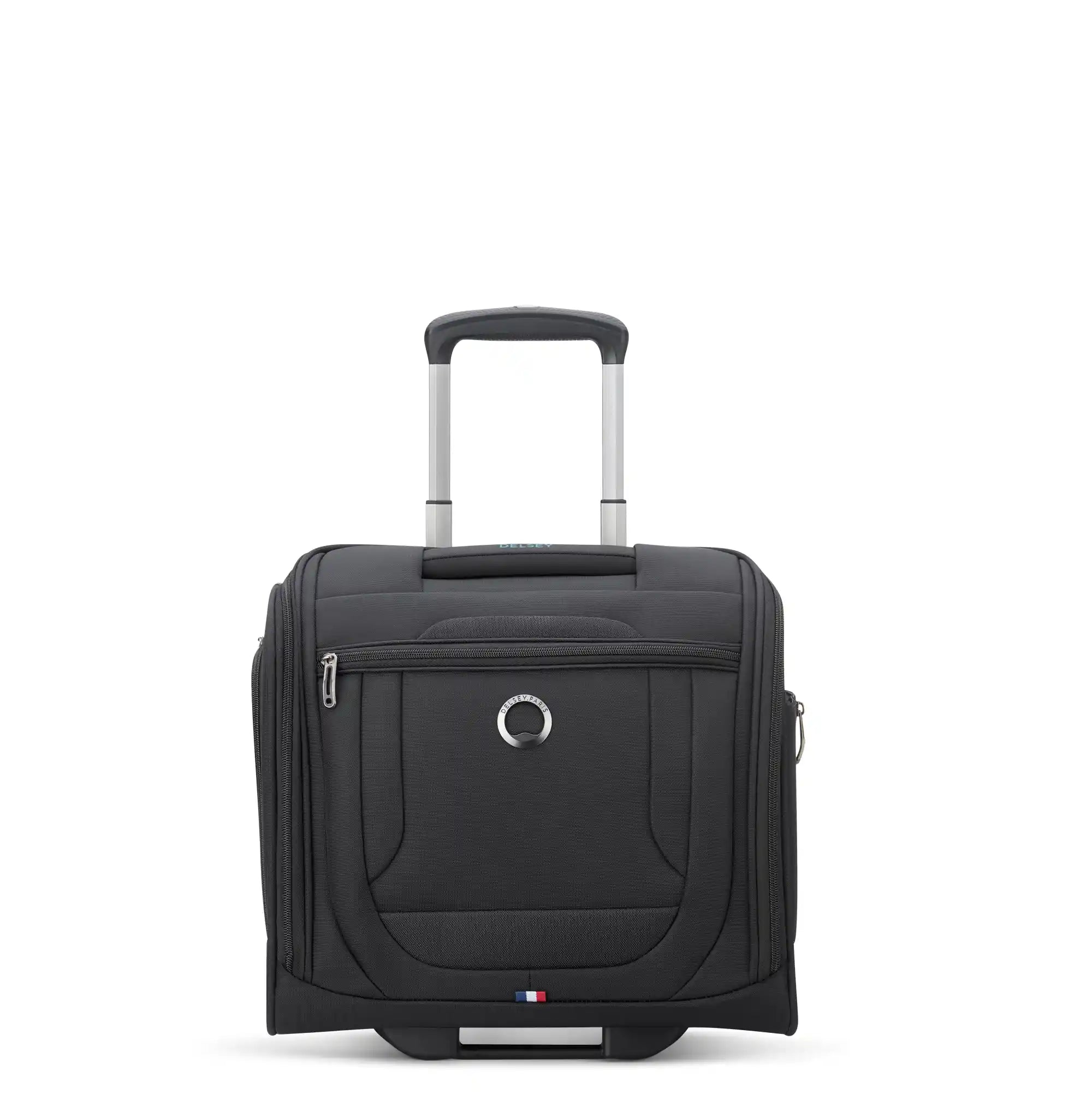 Delsey Helium DLX Wheeled Underseater in Black — front view # color_Black