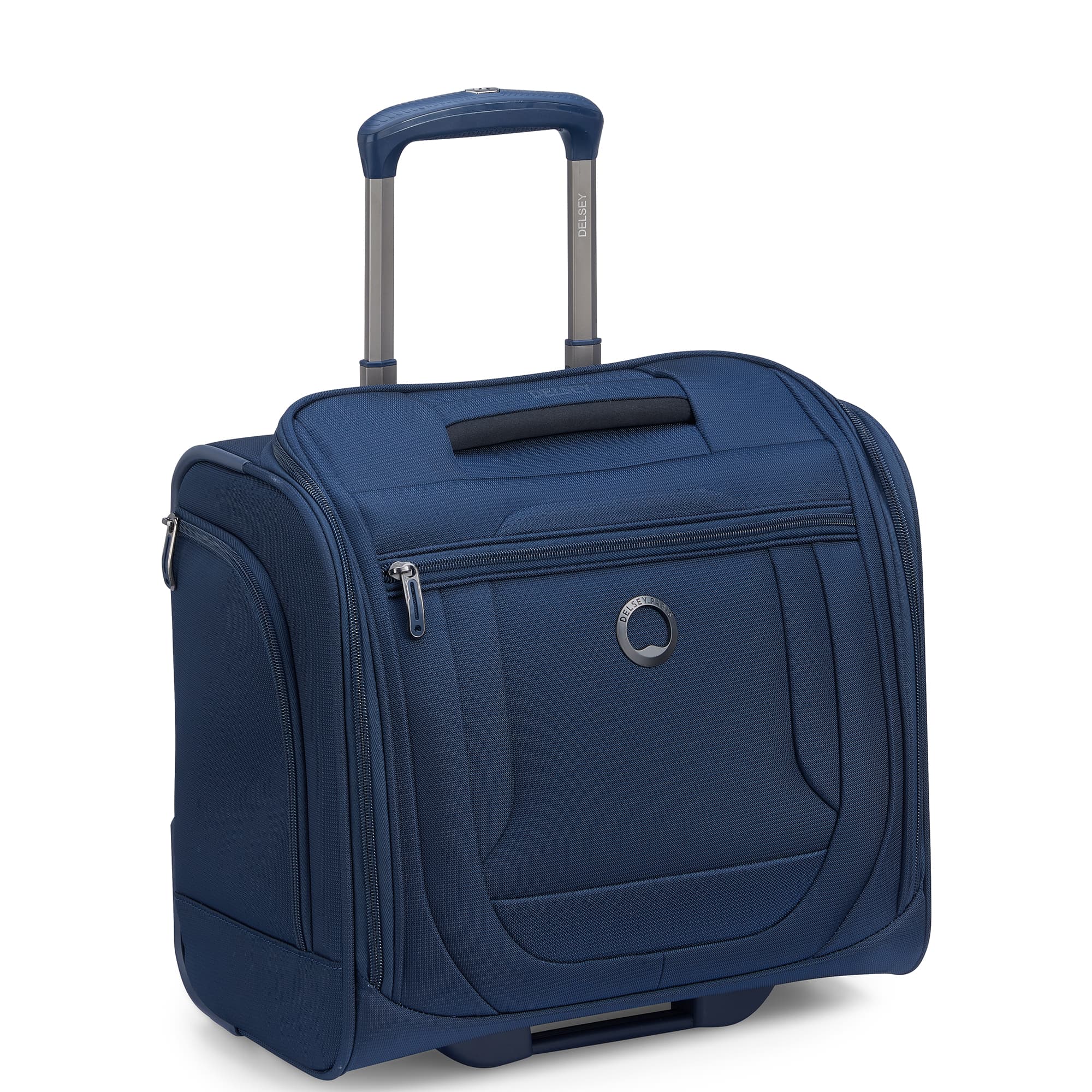 Delsey Helium DLX Wheeled Underseater in Navy — front view # color_Navy