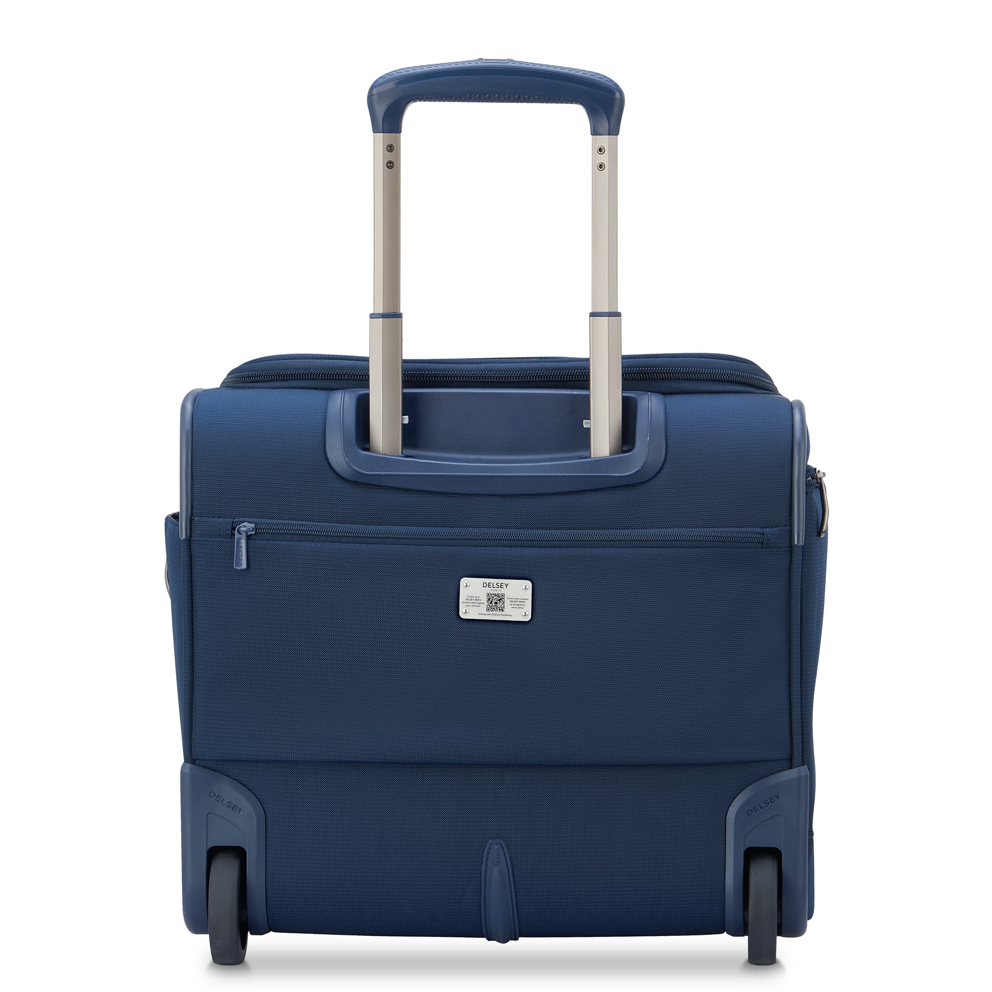 Delsey Helium DLX Wheeled Underseater in Navy — back view # color_Navy