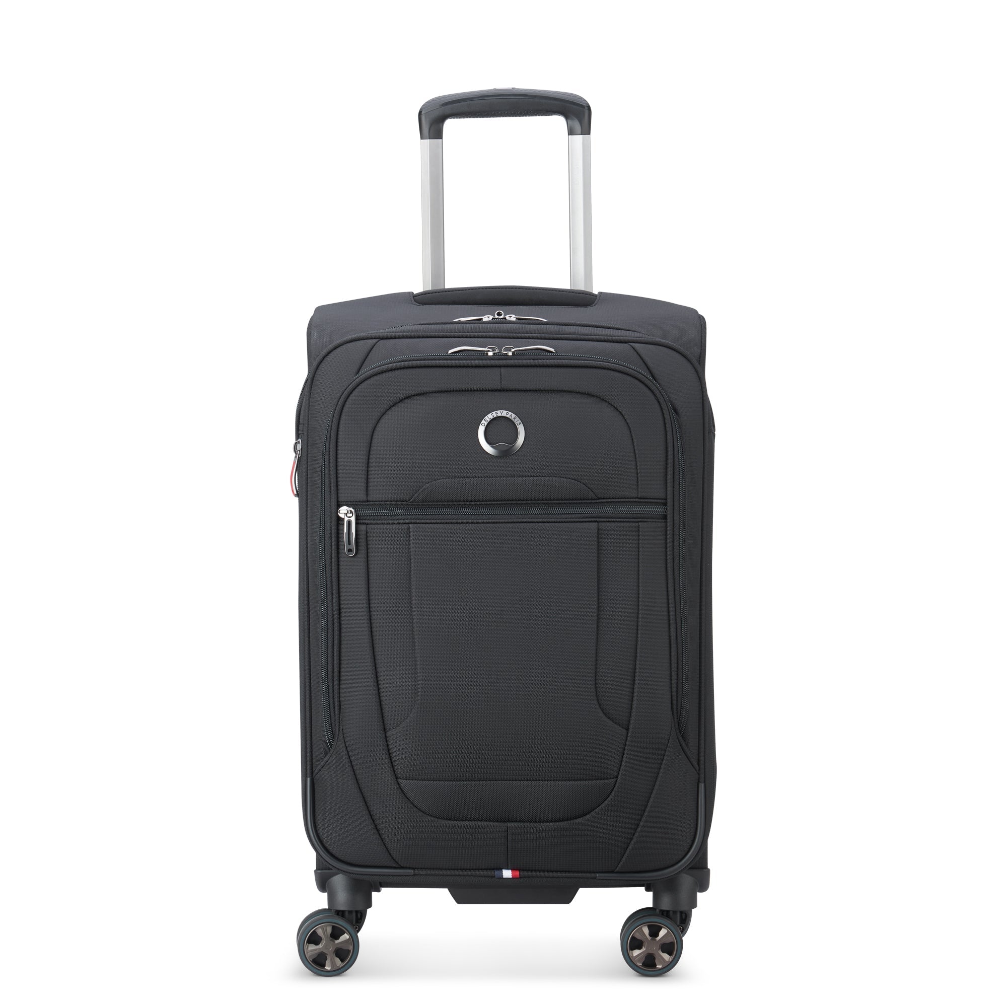 Delsey Helium DLX Carry-On Plus Expandable Spinner in Black — front view # color_Black