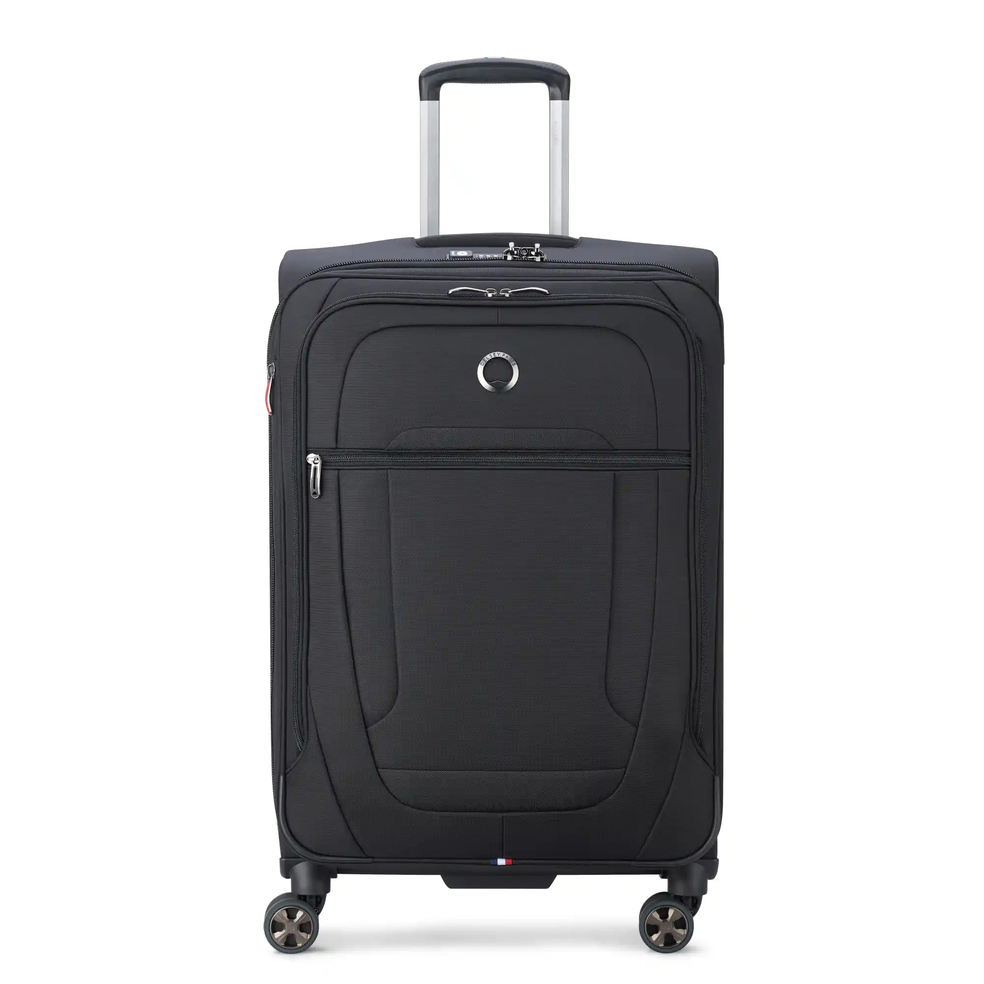Delsey Helium DLX Medium Expandable Spinner in Black — front view # color_Black