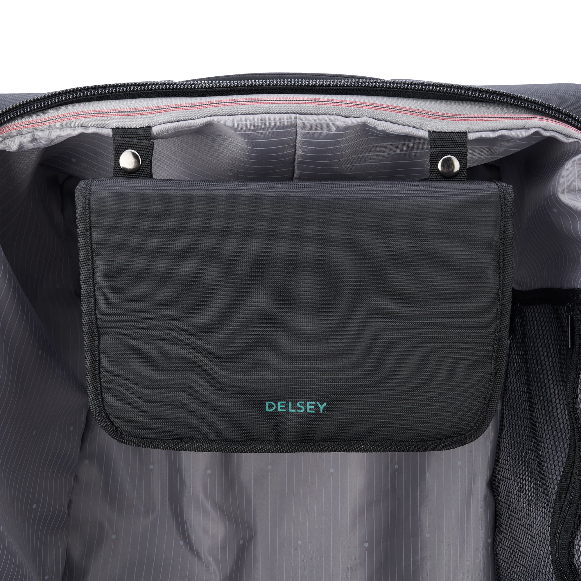 Delsey Helium DLX Medium Expandable Spinner in Black — interior view 2 # color_Black