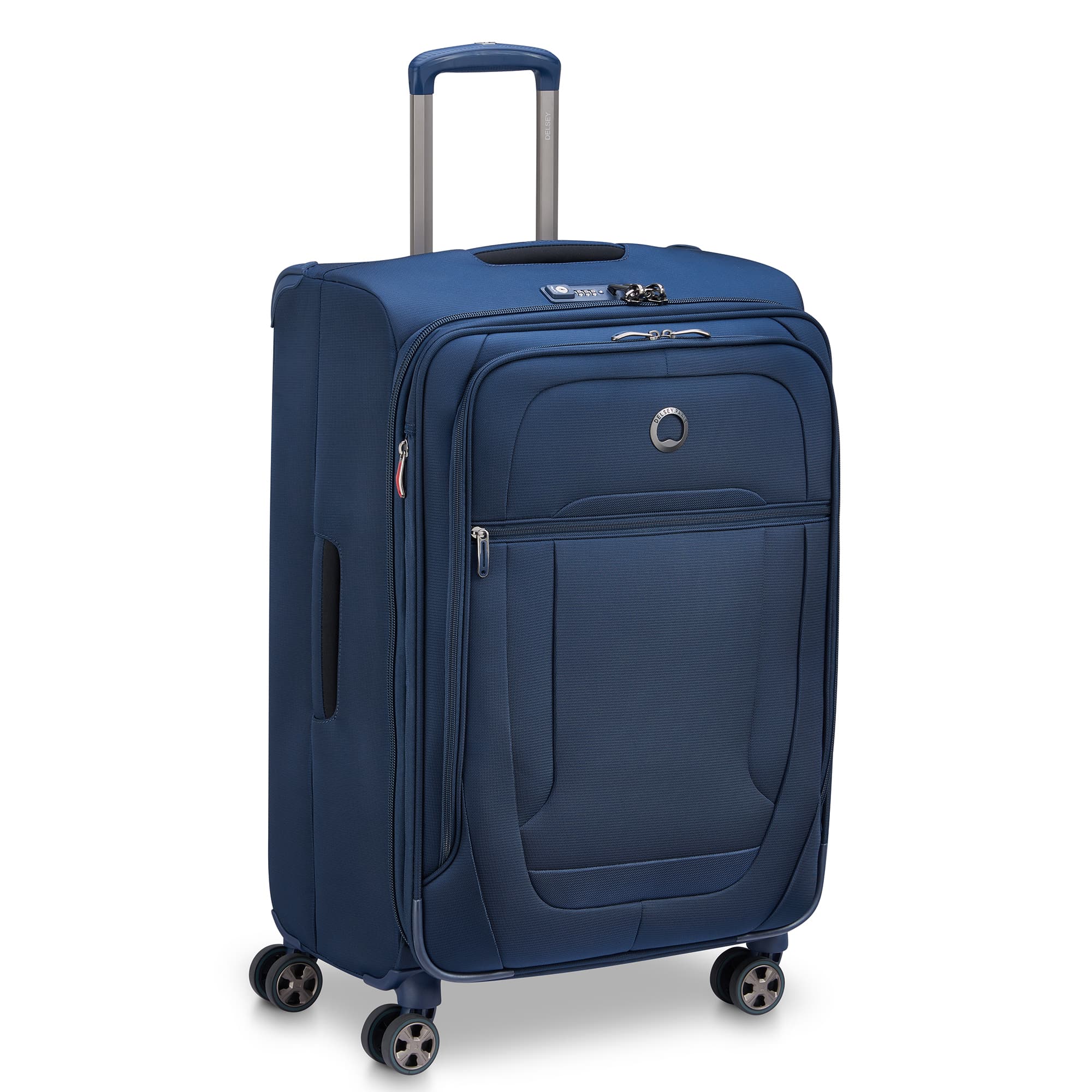 Delsey Helium DLX Medium Expandable Spinner in Navy — angle view 2 # color_Navy