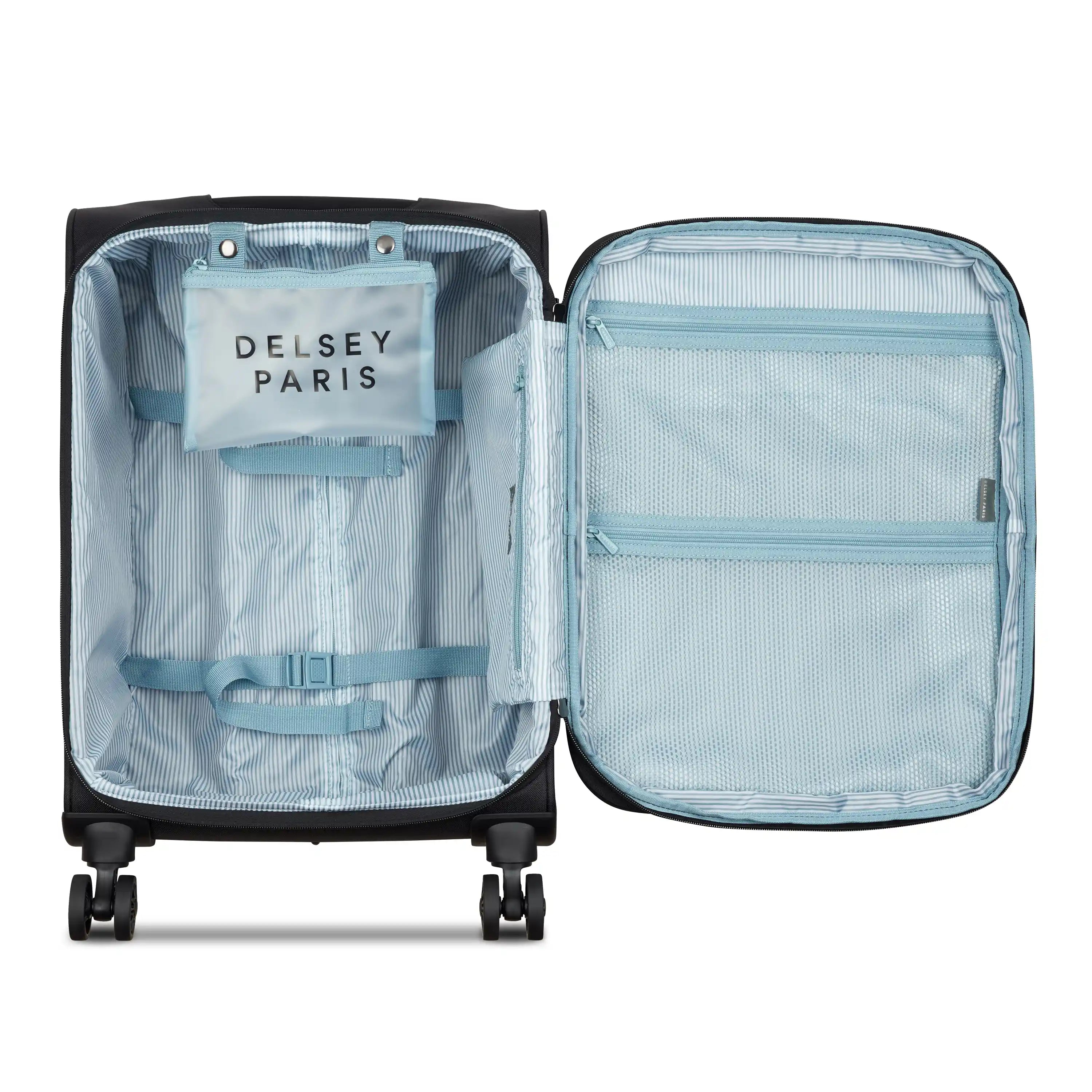 Delsey Sky Max 3.0 Carry-On Plus Expandable Softside Luggage in Black — interior view # color_Black