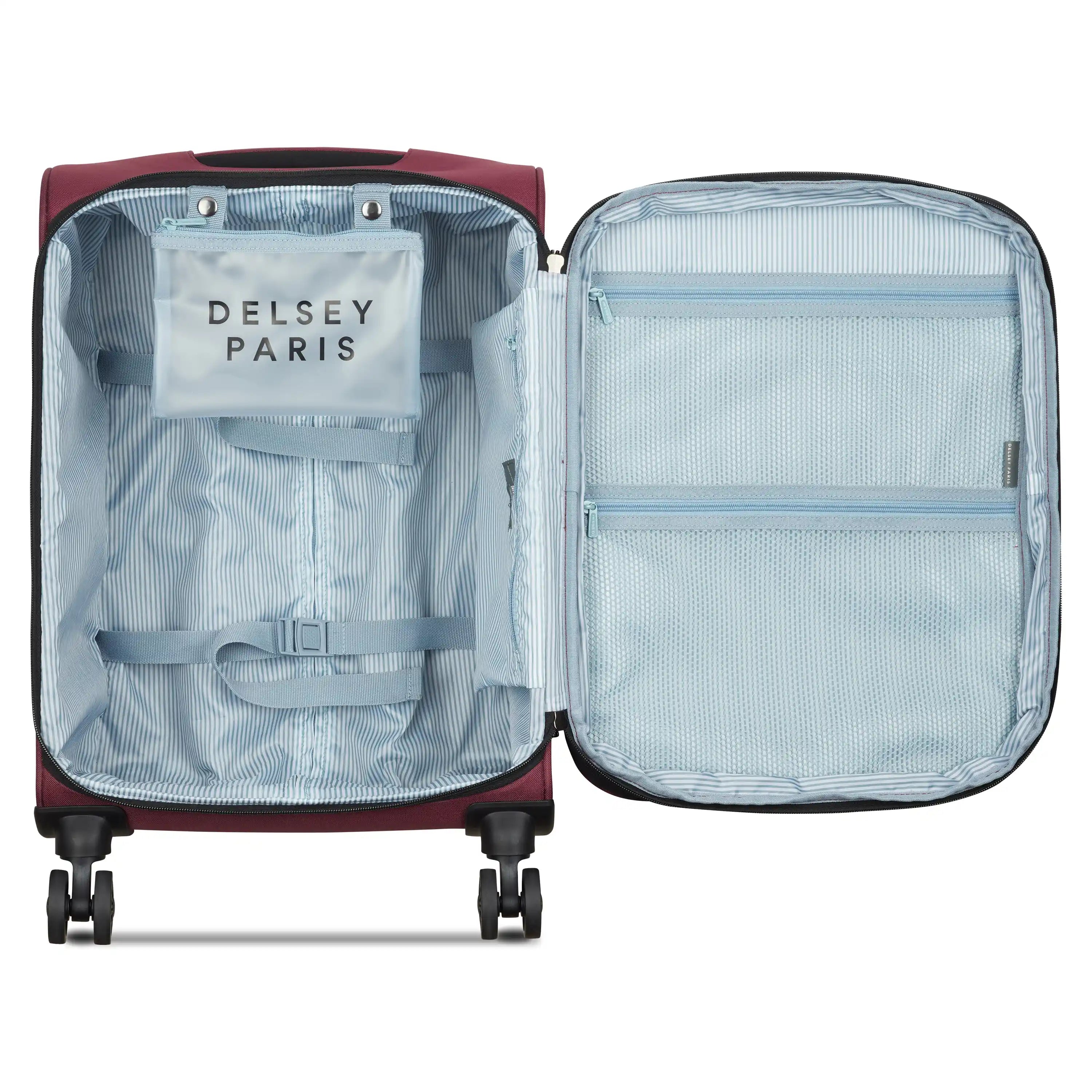Delsey Sky Max 3.0 Carry-On Plus Expandable Softside Luggage in Burgundy — interior view # color_Burgundy