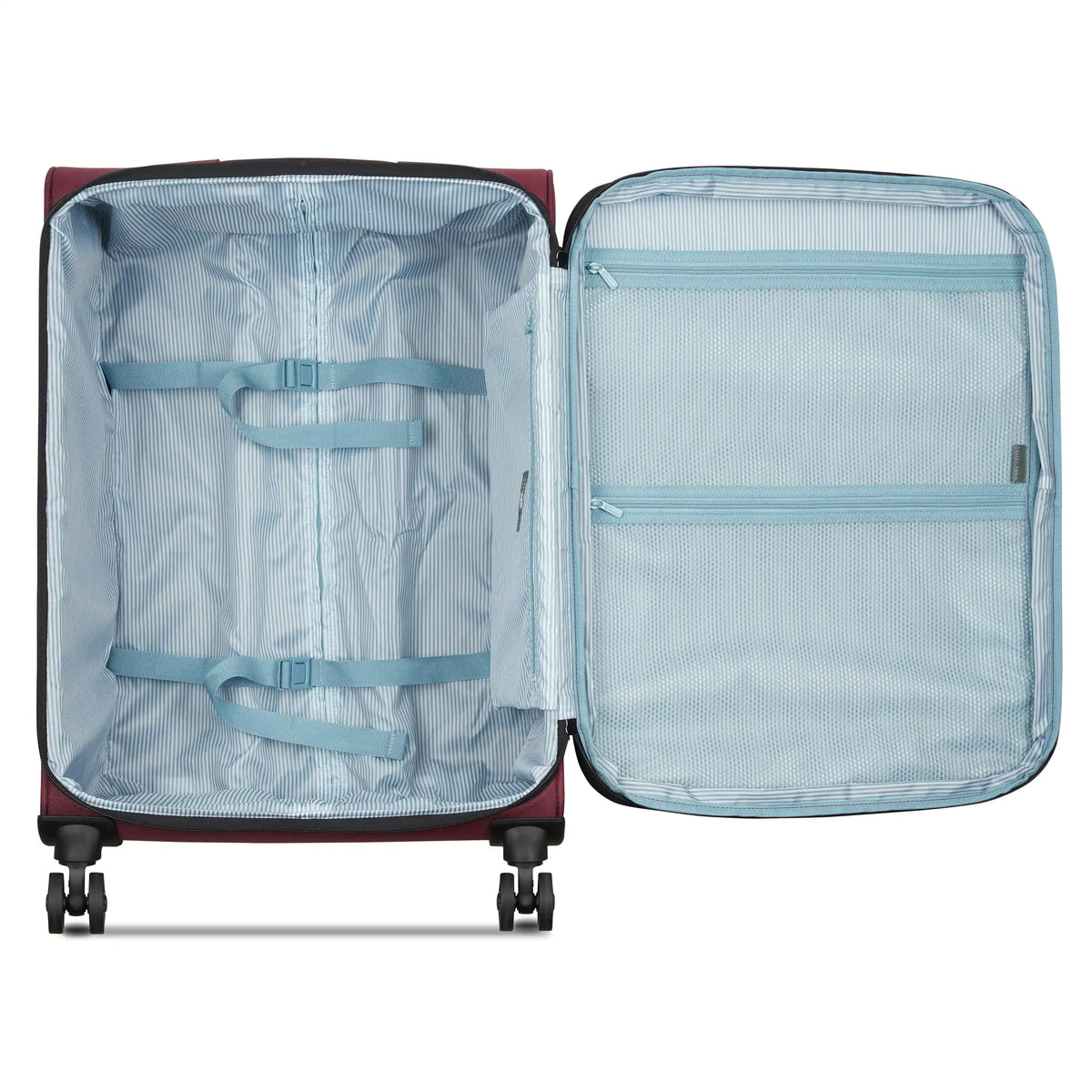 Delsey Sky Max 3.0 Medium Check-In Expandable Spinner in Burgundy — interior view # color_Burgundy