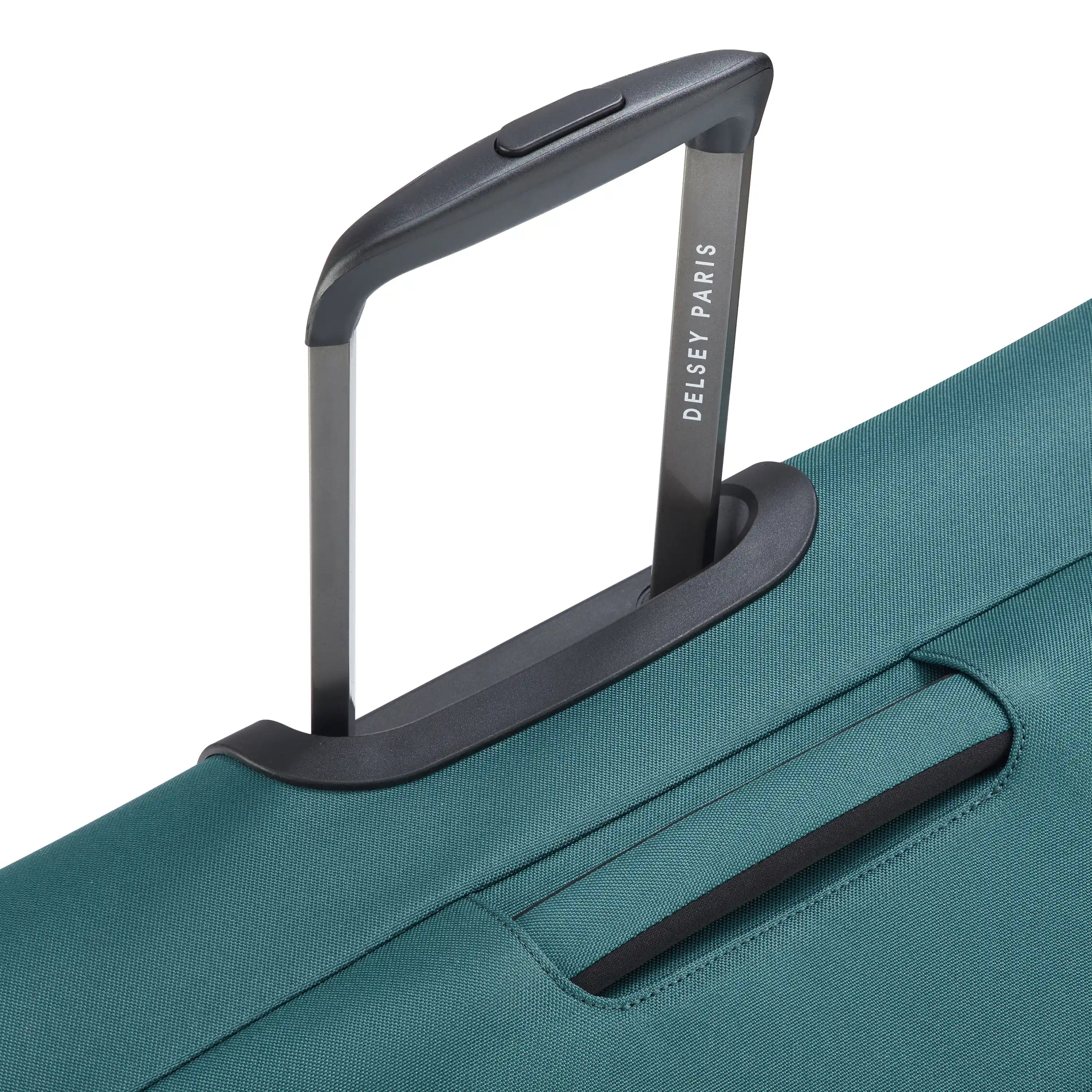 Delsey Sky Max 3.0 Large Check-In Expandable Spinner in Teal Blue — detail view # color_Teal Blue