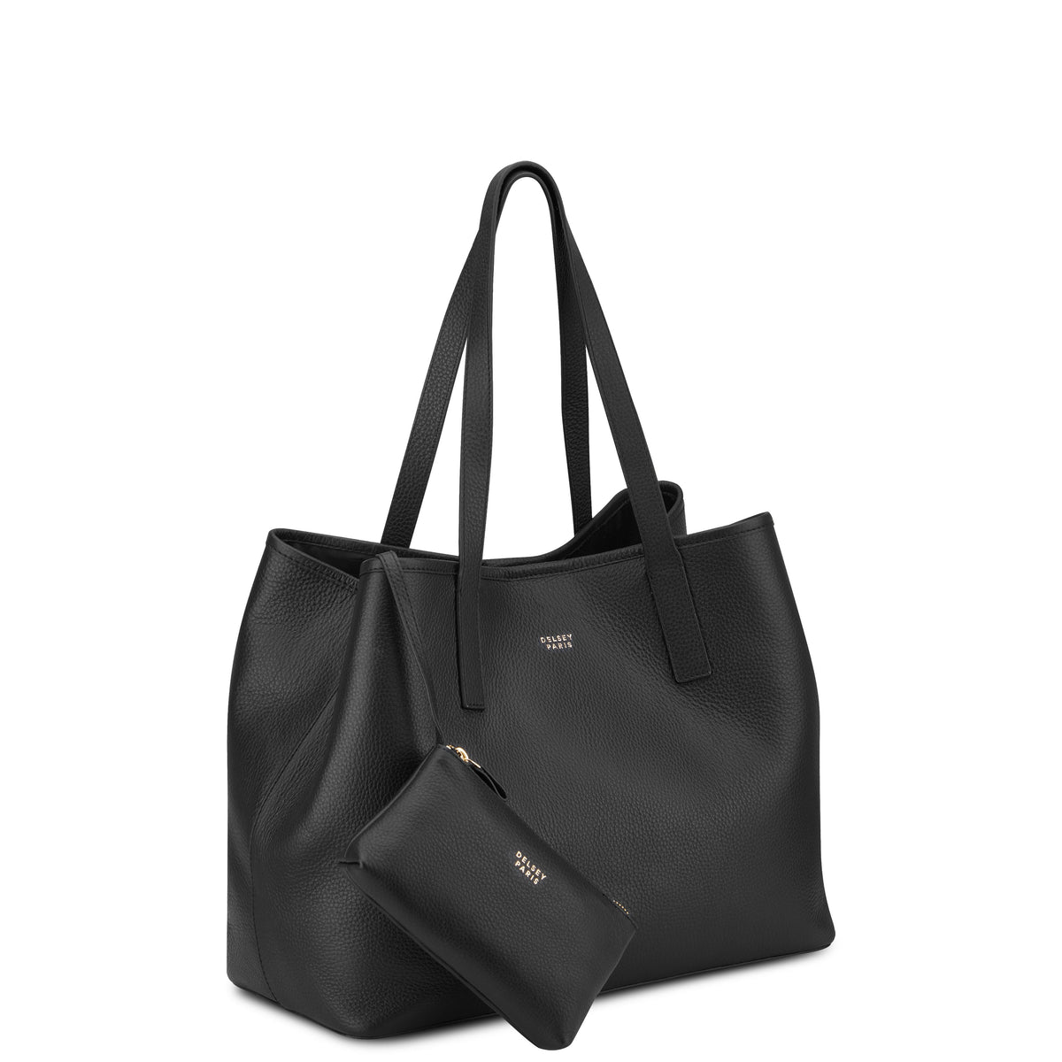 Delsey The Leather Collection Tote Bag in Black — angle view 2 # color_Black